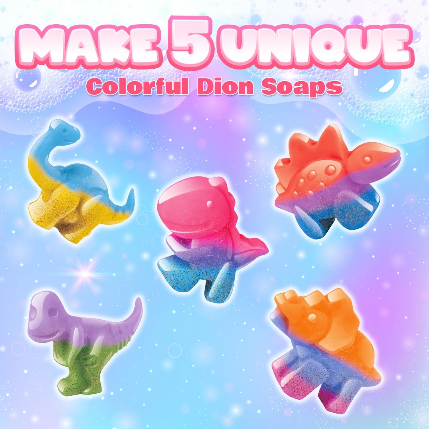 Dino Soap Making Kit - Science Experiments for Kids - Dinosaur Soap Crafts Kit for Girls & Boys – Great Dinosaur Toys STEM Gift for Kids, Fun Educational Activity & Science for Ages 8-12