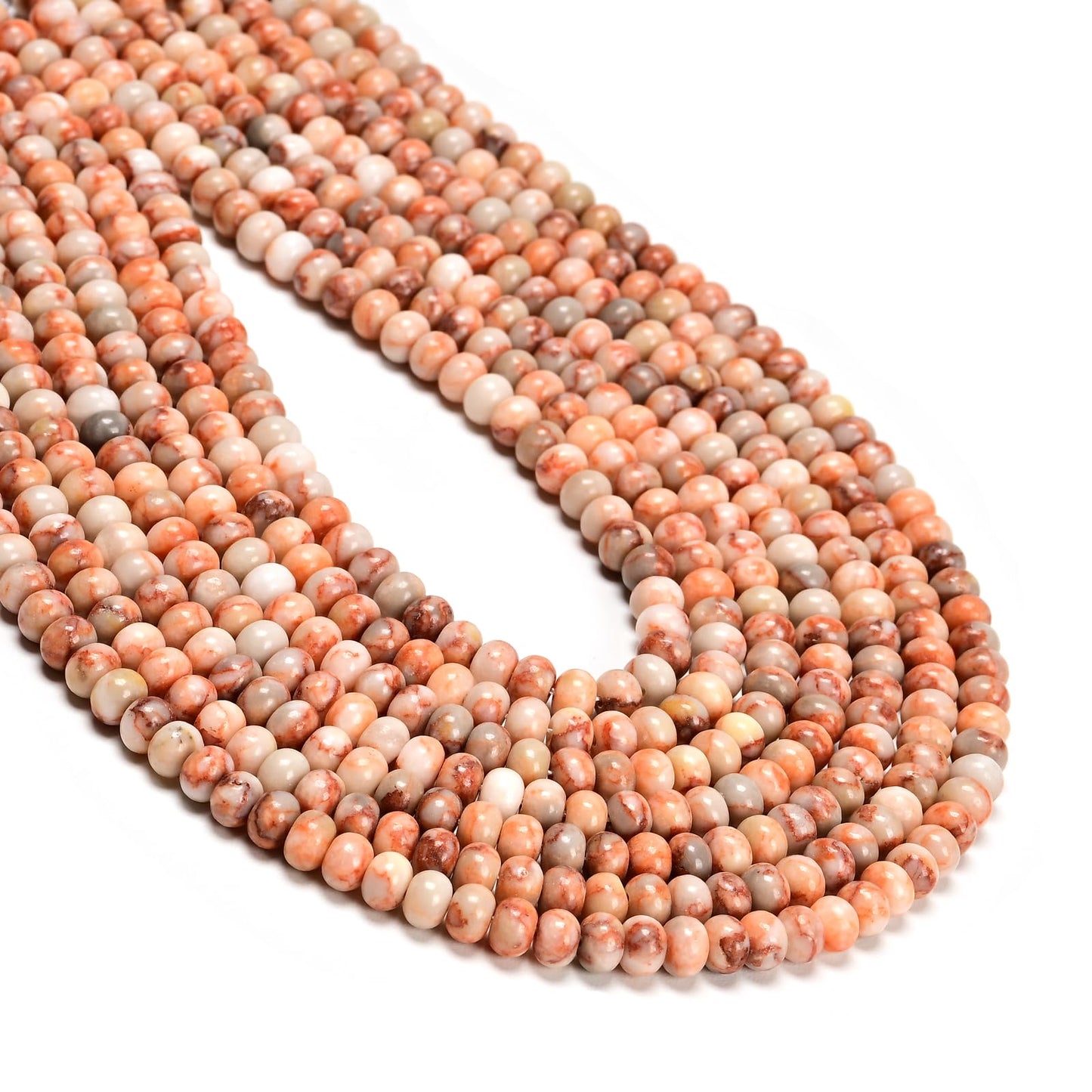 ICAI 4x6mm Natural Rondelle Beads – Loose Gemstone Spacers for DIY Jewelry Making (Red Crazy Lace Agate)