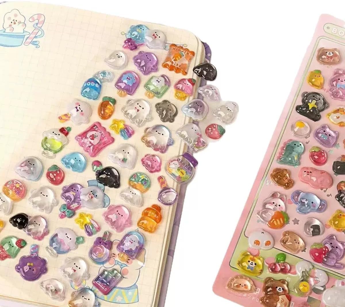 3D Cute Mini Puffy Stickers,10 Sheets 500+Kawaii Air Decorative Stickers HEYFUMMAI for Phone Case Or DIY Planners Notebooks Scrapbooks Handbooks Decoration ﻿