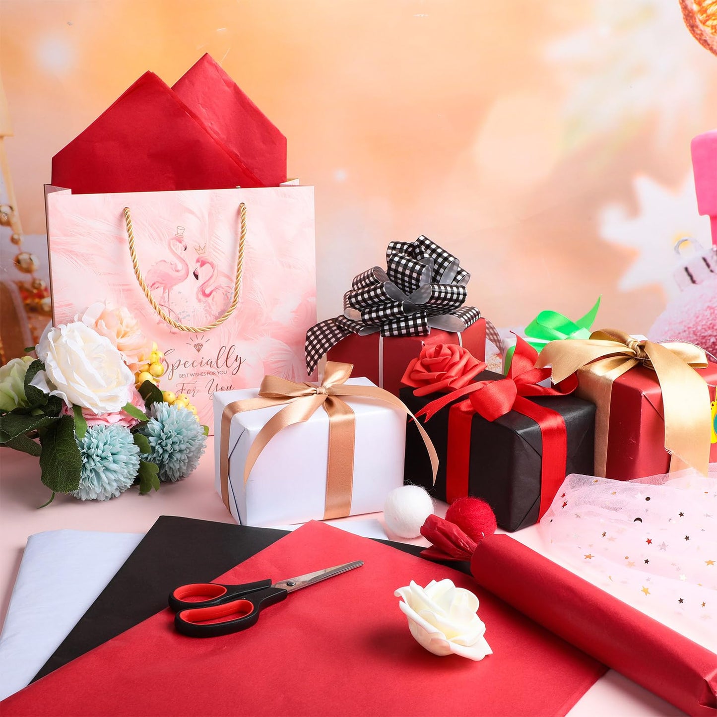 Zonon 100 Sheets 26 x 20 inch Christmas Tissue Paper Bulk for Gift Bags DIY Crafts Gift Wrapping Tissue Paper for Christmas Party Gifts Decor