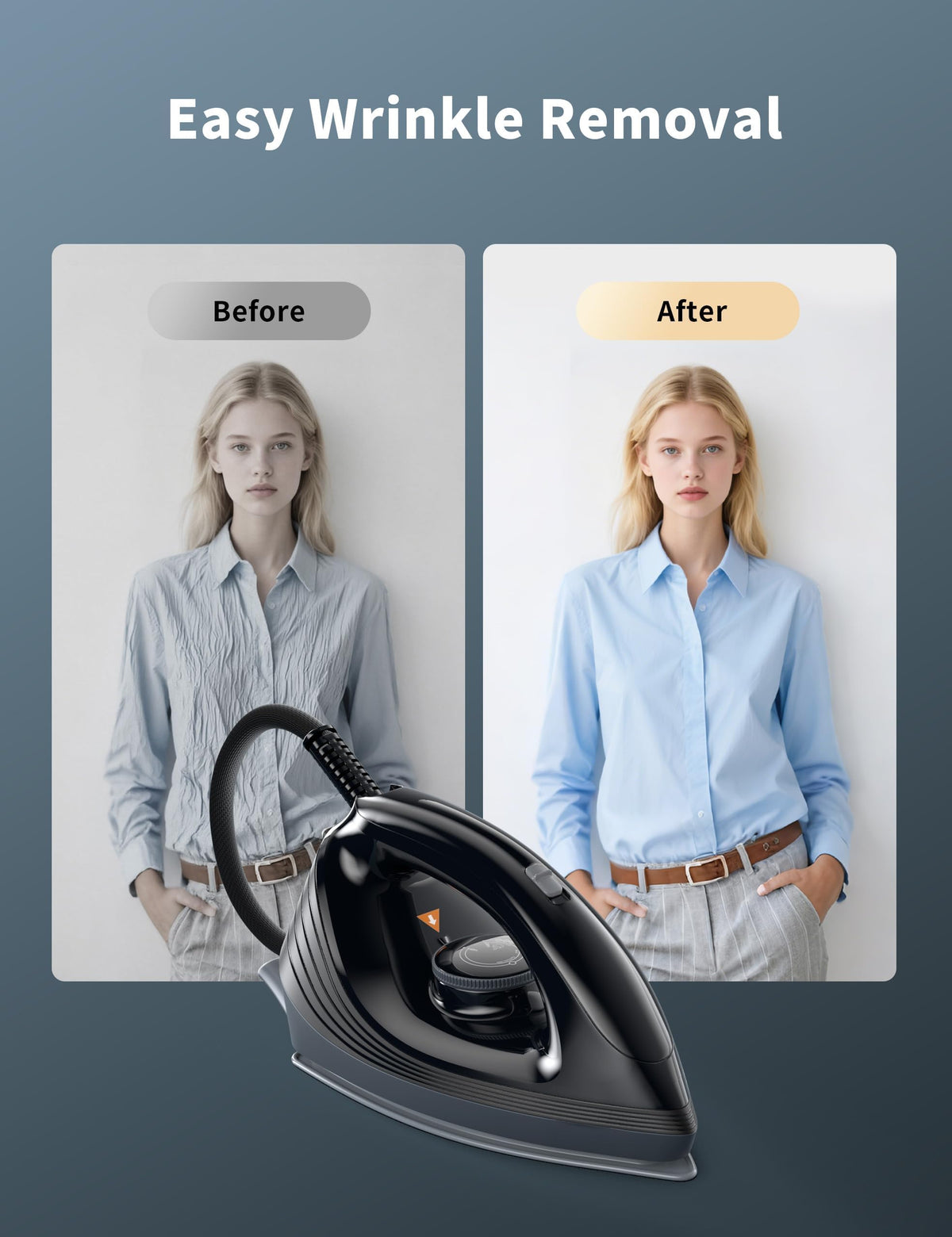 1500W Steam Iron with Ceramic Soleplate & Auto