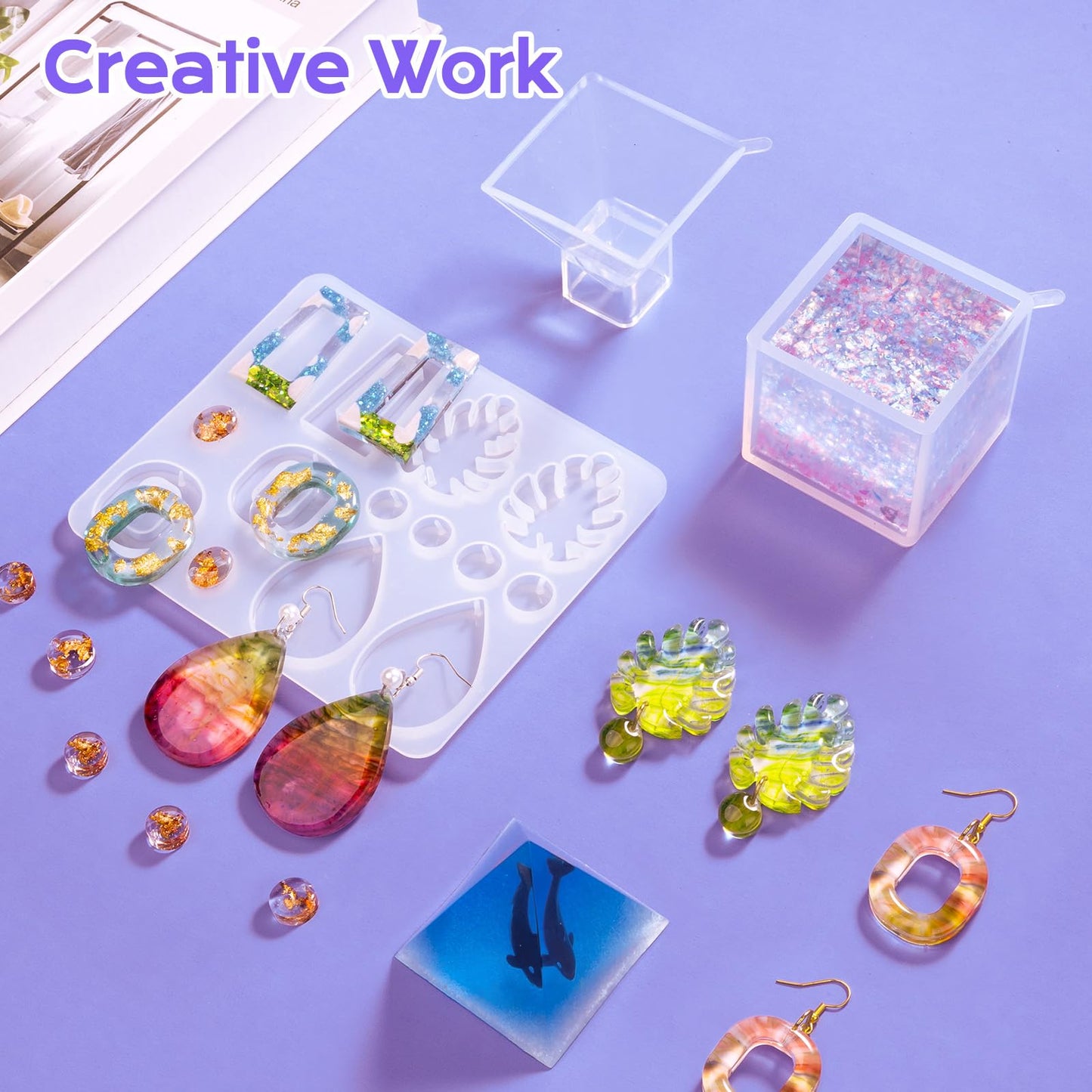 HeyClear 16 oz Epoxy Resin Kit with Molds for Beginners, Super Clear and Hard Resina Complete Craft Supplies Set for Starters Casting Arts Crafts for Adults, Jewelry Making, DIY Creation Gifts