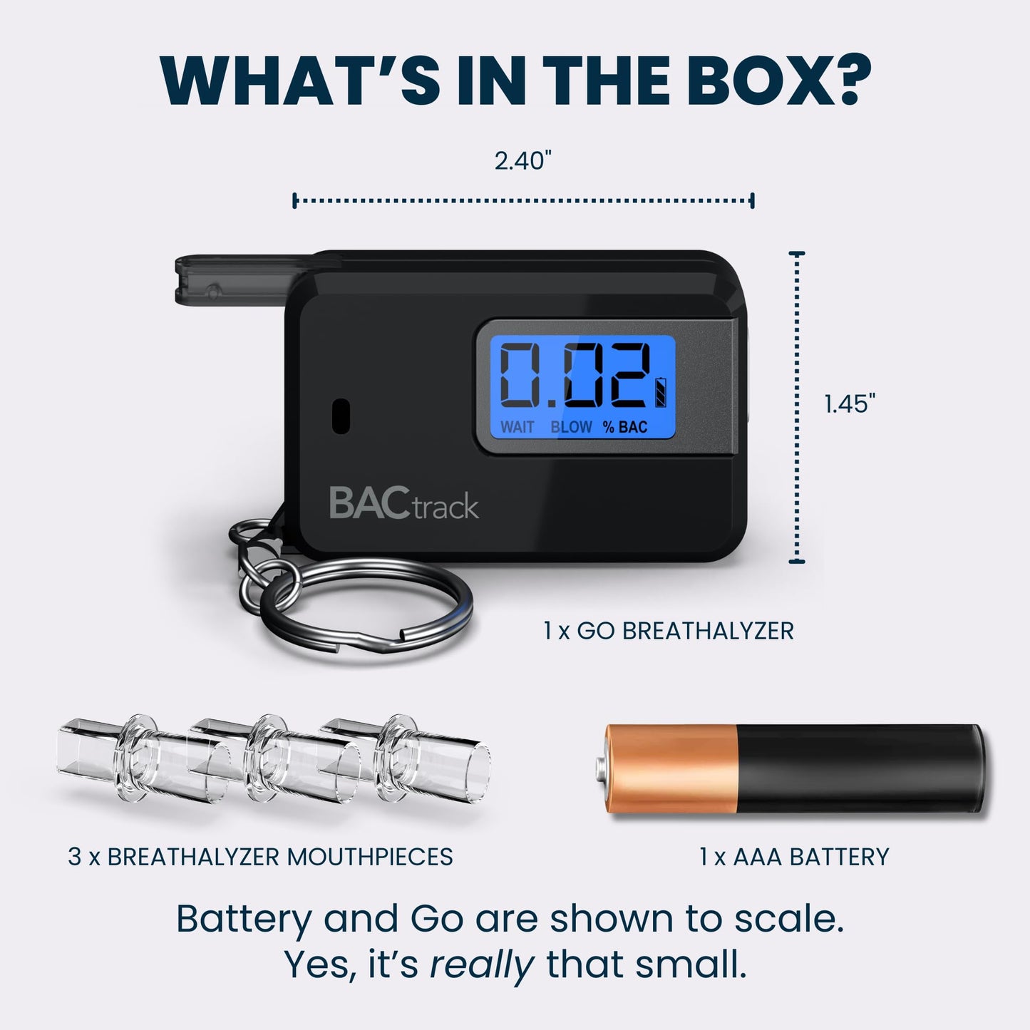 BACtrack Go Keychain Breathalyzer (Black) | Ultra-Portable Pocket Keyring Alcohol Tester for Personal Use
