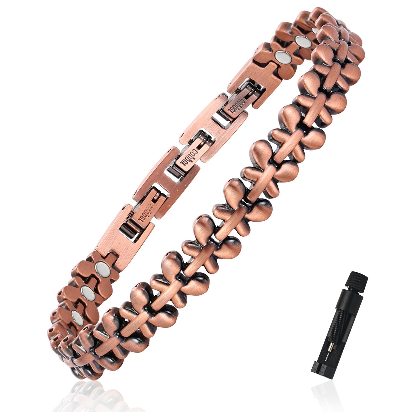 MagEnergy Copper Bracelet for Women, 99.99% Pure Solid Copper Bracelet with 3500 Gauss Magnetic, Adjustable, Jewelry Gift