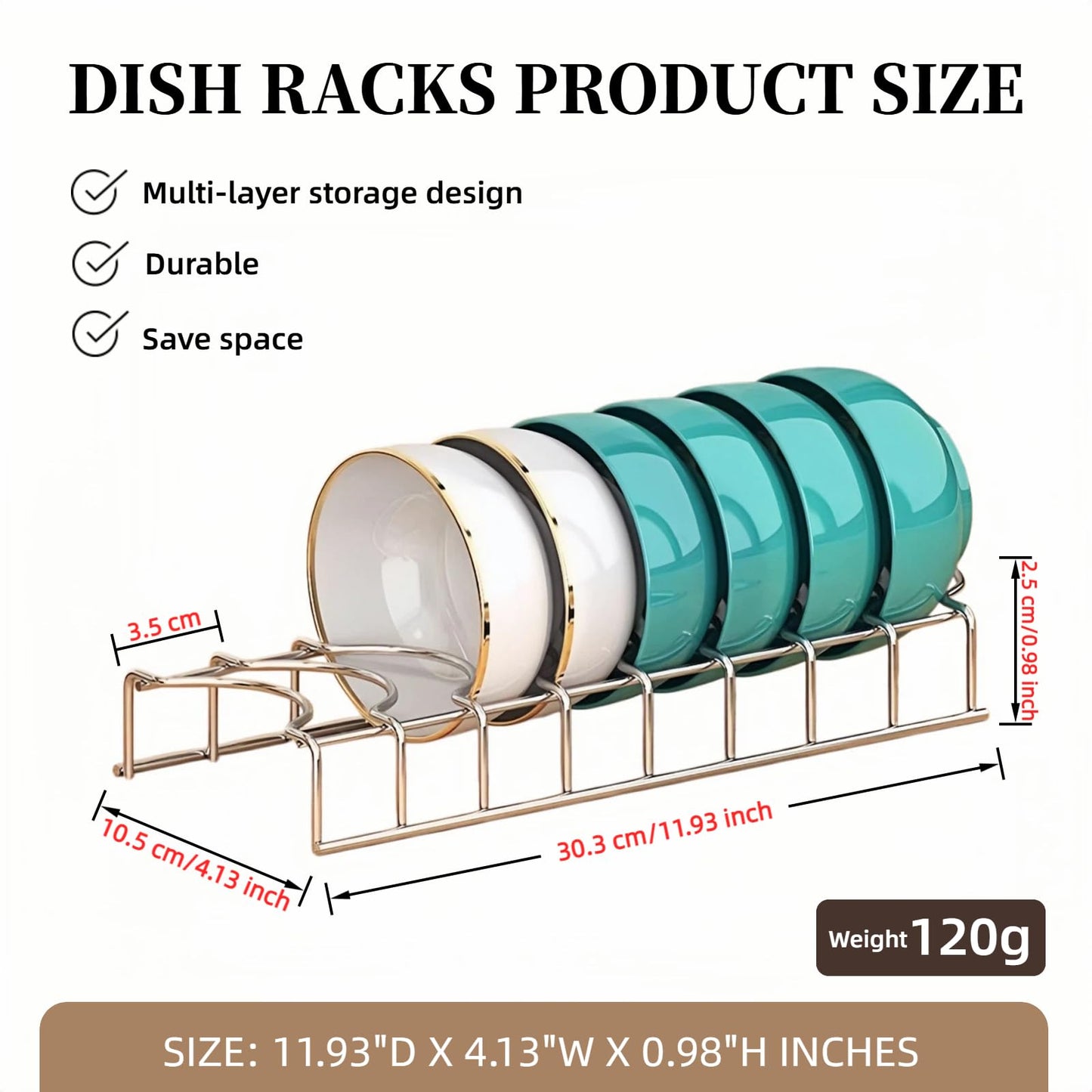 SHUTKMVCW Dish Rack Plates Holder 2 Pack set, Plate organizer for cabinet space saver, Pan lid organizer, Kitchen Storage Cabinet Organizer for Plates/bowls/cups/lids/cutting boards/spatulas