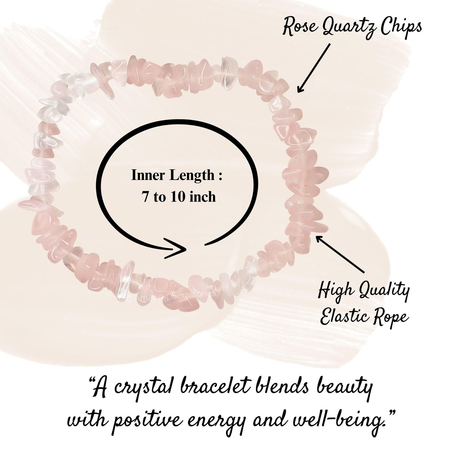 Amazing Gemstone Chips Bracelet (Rose Quartz)
