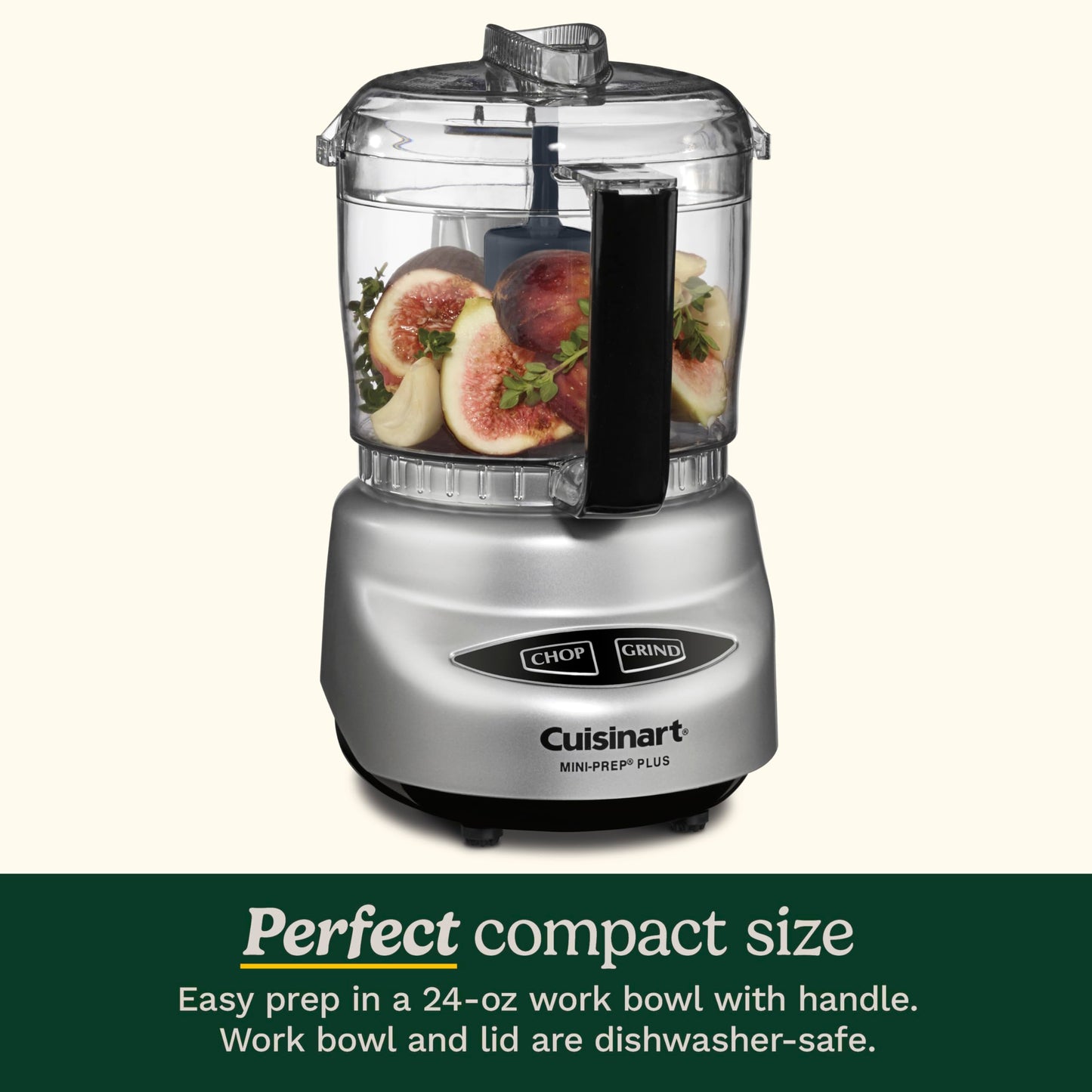 Cuisinart Mini-Prep Plus Food Processor, 24-Ounce Mini Food Processor to Chop Herbs, Vegetables, and Hard Cheese, 24-Ounce Work Bowl, Reversible Stainless Steel Blade, DLC-2ABC, Brushed Chrome