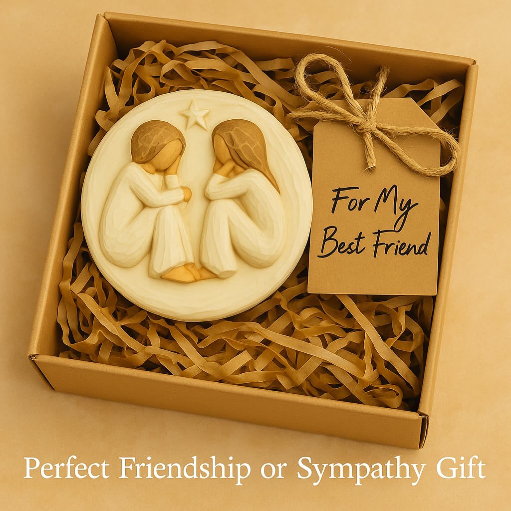 GoGnome Forever Friends Resin Keepsake Box – Hand-Painted Friendship Gift Box with Two Angel Figures, 3” x 2”H – Sentimental Gift for Women, Best Friends, Birthday, or Sympathy (Friendship)