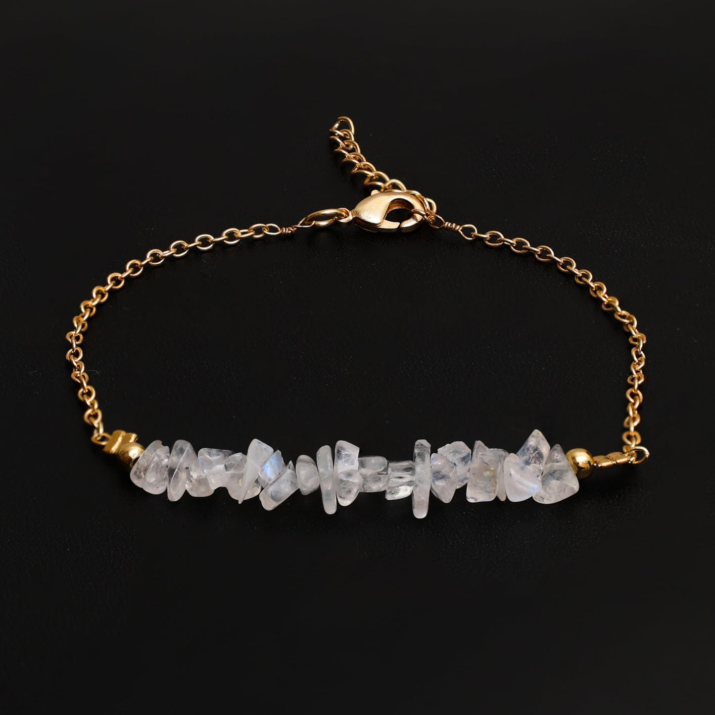 Gempires Moonstone Bracelet for Women, Crystal Bracelet, June Birthstone Gemstone Jewelry, Gold Plated Adjustable Bracelet (7” + 1” Extender), Dainty Stackable Bracelet Gift for Her