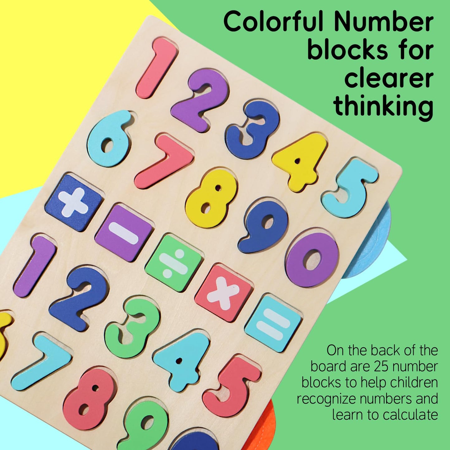 BESTAMTOY Montessori Math Board Toy - Double-Sided Finger Counting & Number Tracing Board Number Blocks, Wooden Math Manipulatives for Kids Ages 3-6, Preschool Classroom Homeschool Educational Games