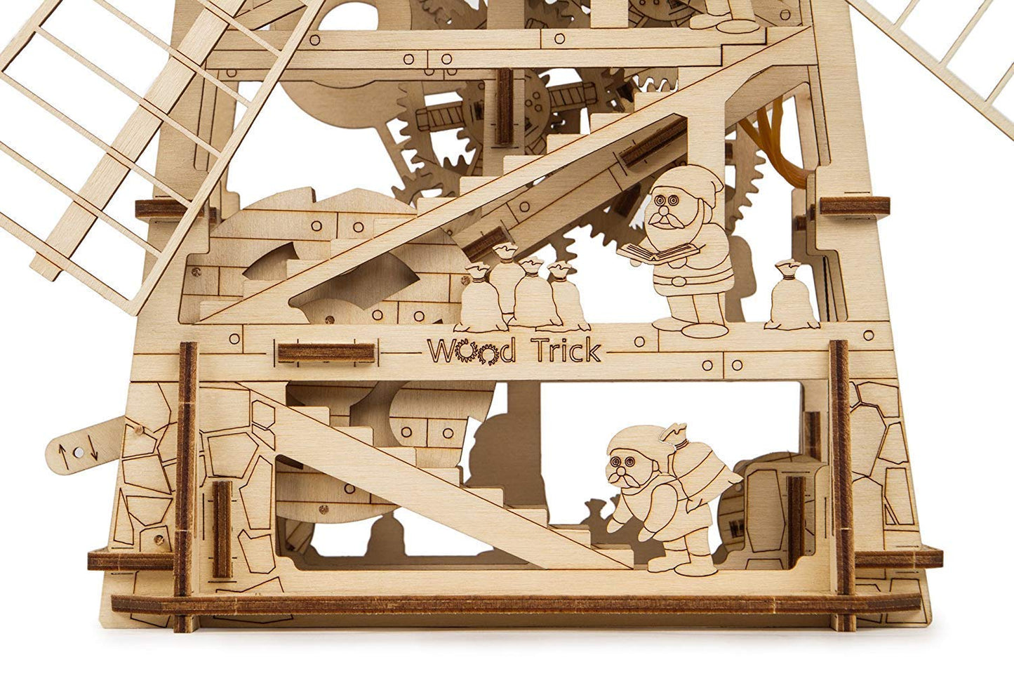 Wood Trick Windmill Rotating Mechanical Model - 3D Wooden Puzzles for Adults to Build - Engineering DIY Wooden Models for Adults to Build