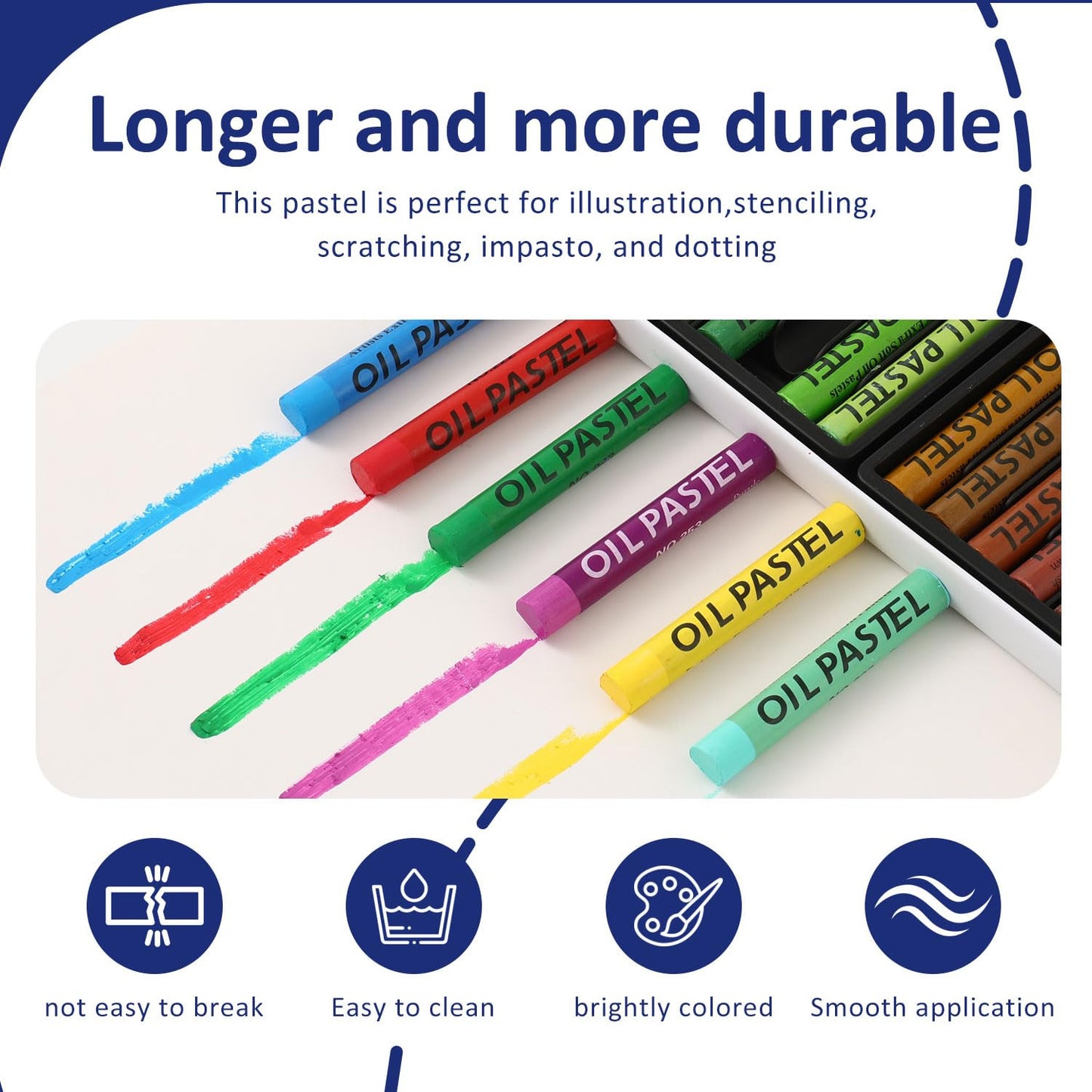 PABLUE Oil Pastels 48 Colors, Soft Oil Pastel Crayons for Drawing Blending,Layering, Shading, Art Supplies Gift for Artists, Beginners