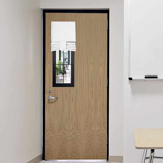 RYB HOME Classroom Door Window Cover, Shades for Classroom Windows and Doors Cover Lockdown Shades, Room Darkening Design Blocks Views, W 8 x L 36, 1 Panel, Pure White