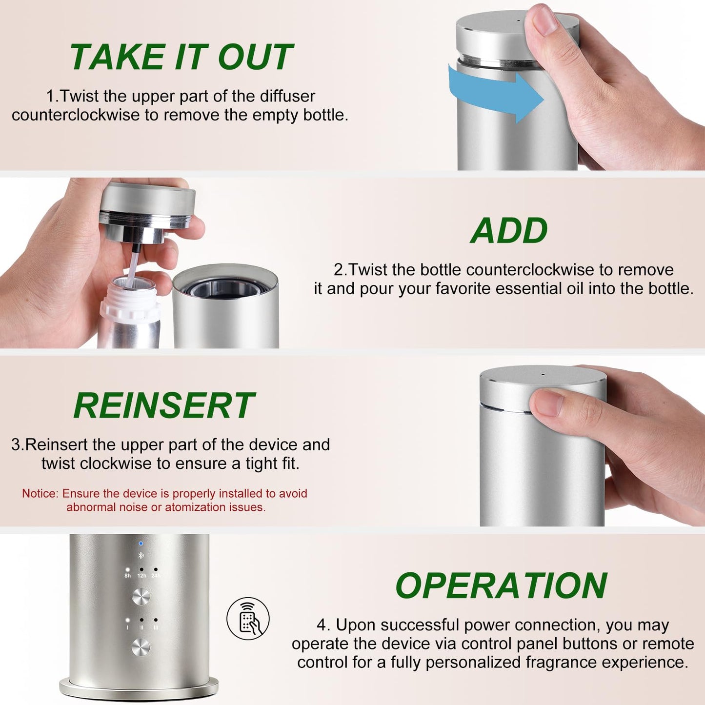 WEKELL Waterless Essential Oil Diffuser Large Room Scent Diffuser for Home, Office, Hotel and Spas - Aromatherapy Diffuser Fragrance Oil Machine, Remote Control, Timer, Silver