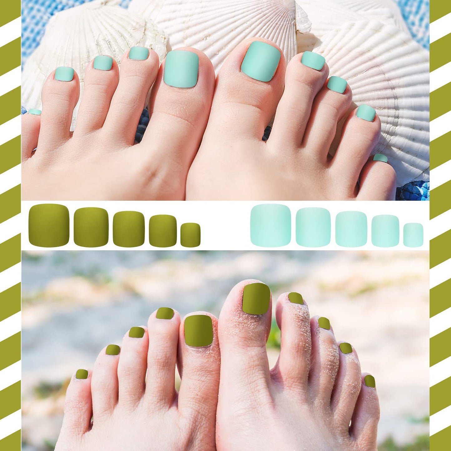 Maitys 336 Pieces 12 Sets Toenail Press on Fake Toe Nails Short Square False Glue on Solid Color Full Cover Press Nails Matte Fake Toenails for Women(Fresh Colors)