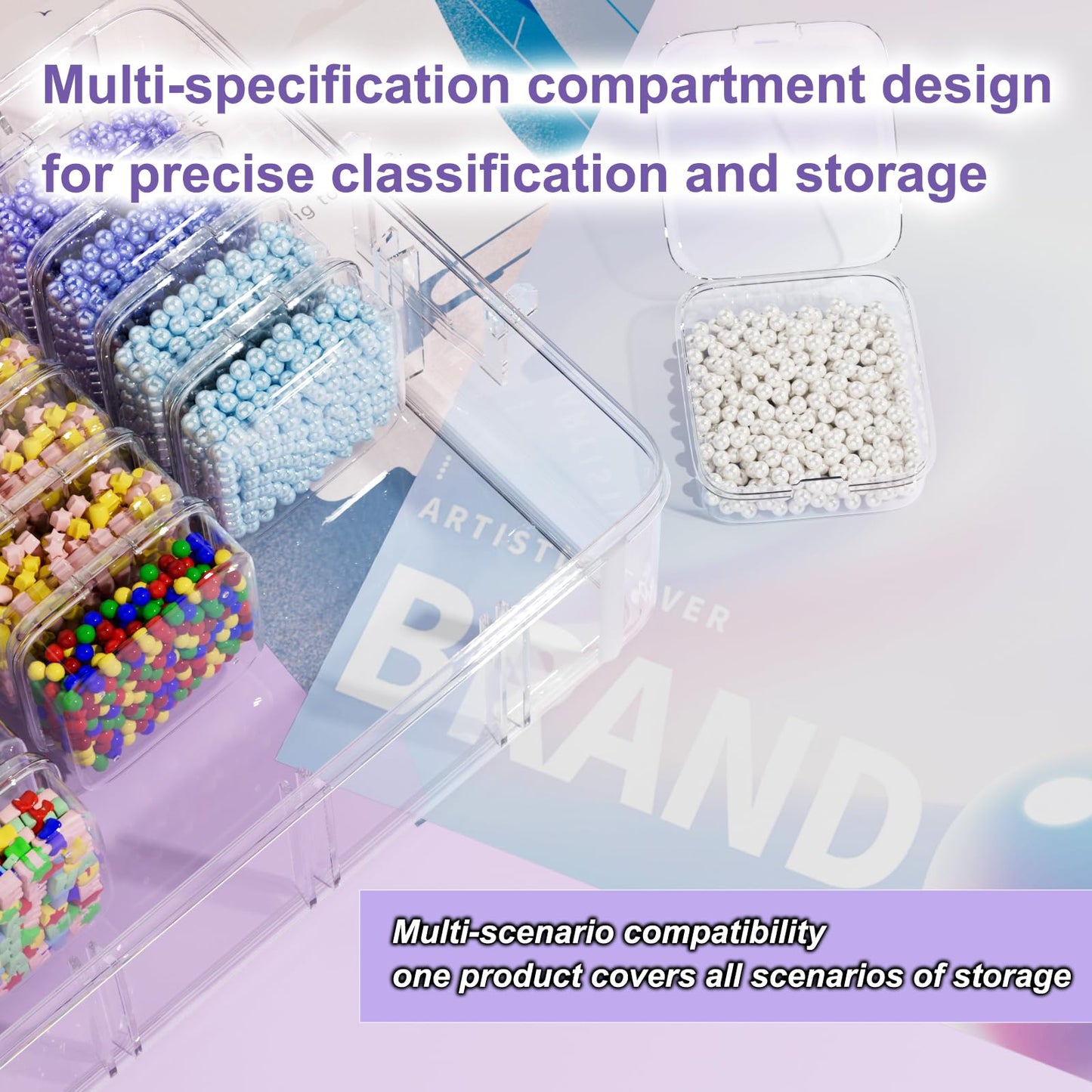 Bead Organizer Box, 84 Pcs Small Plastic Containers with Lids, 4-Tier Stackable Storage Box, Clear Organizers for Jewelry Toys Craft Storage