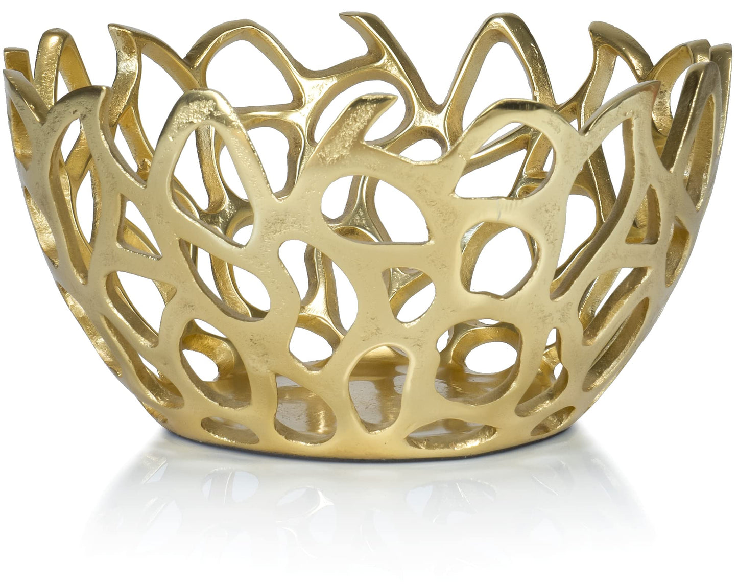 Red Co. 10” Decorative Round Aluminum Golden Branch Reef Centerpiece Bowl