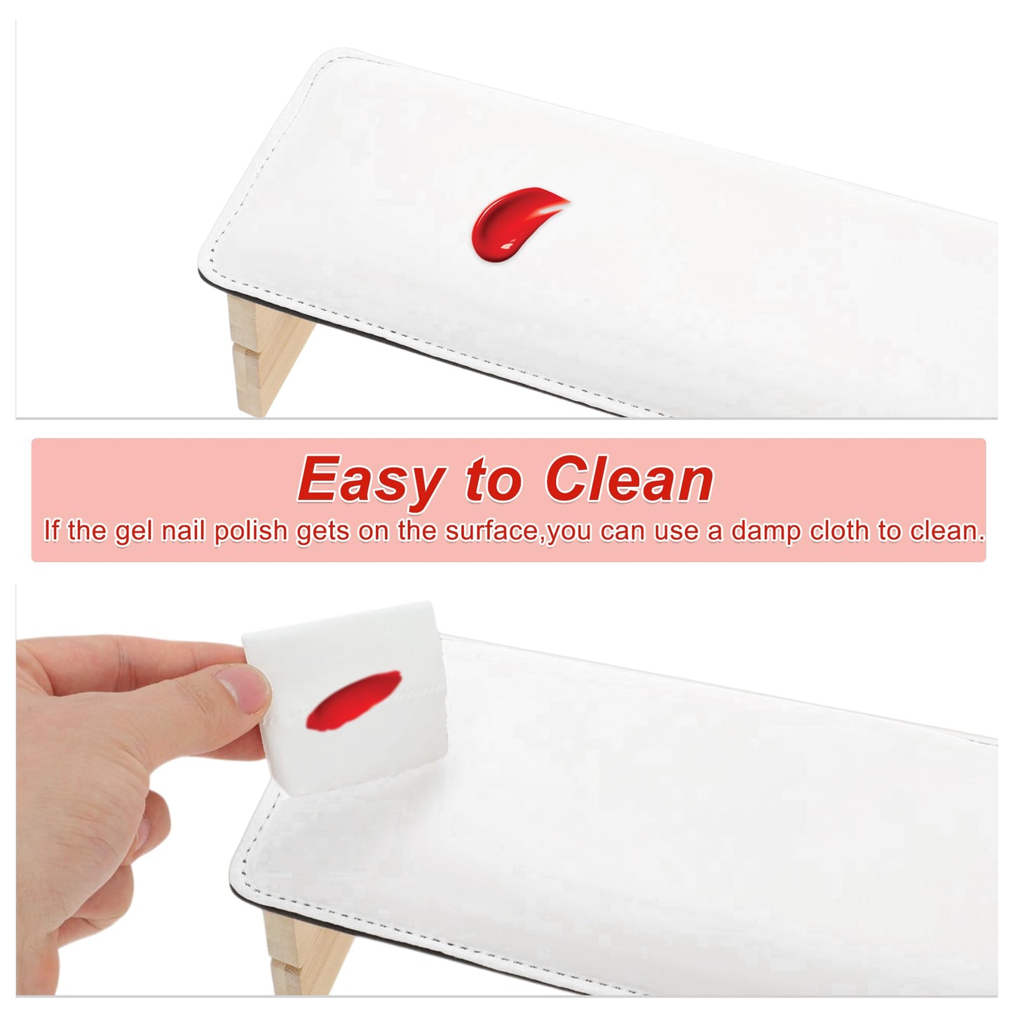 GLIDESMOOTH Arm Rest for Nails Tech, Comfortable Supportive Design Nail Arm Rest Cushion, Nail Arm Rest, Non-Slip Manicure Hand Rest Stand, White, 1 Set