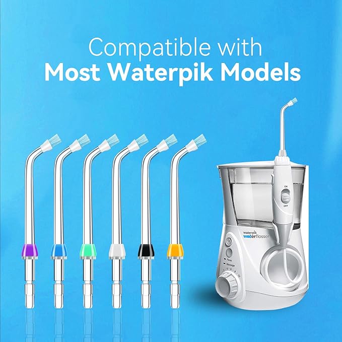 Replacement Tips for Waterpik Water Flosser, Plaque Seeker Replacement Tips Compatible with Waterpik Water Flossers, Plaque Remove Brisles Tips(6-Pack)