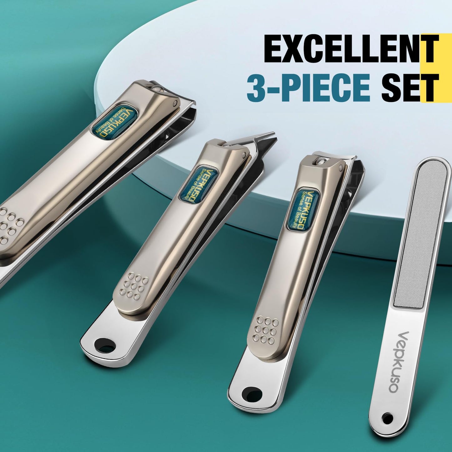 Nail Clippers for Men, Vepkuso Toenail Clippers for Thick Nails and Ultra Sharp Fingernail Clippers for Women, 4 in 1 Nail Clippers Cutter for Seinors, Gift Ideas