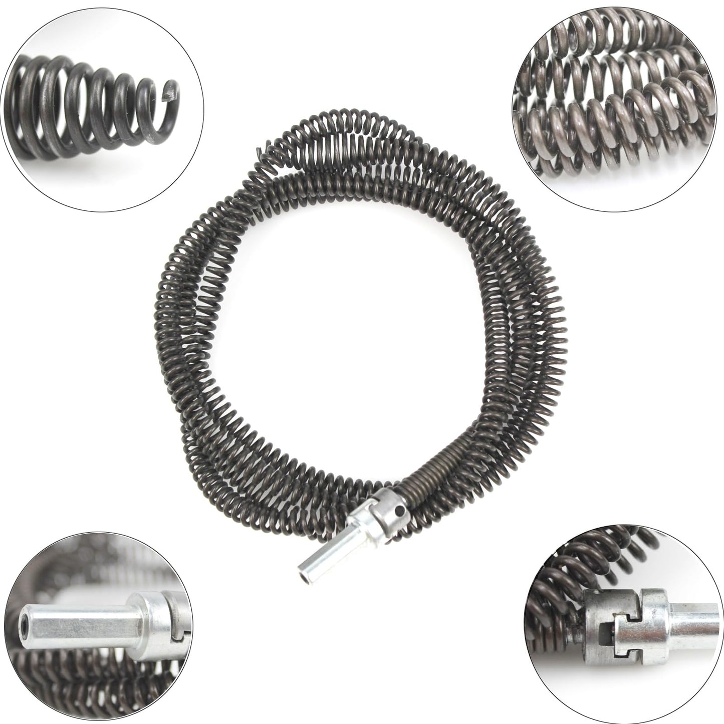 10mm Heavy-Duty Drain Auger Snake Cable with Drill Adapter - 6.5Ft/2M Flexible Plumbing Clog Remover for Kitchen, Bathroom, Toilet, Shower Sink & Pipe