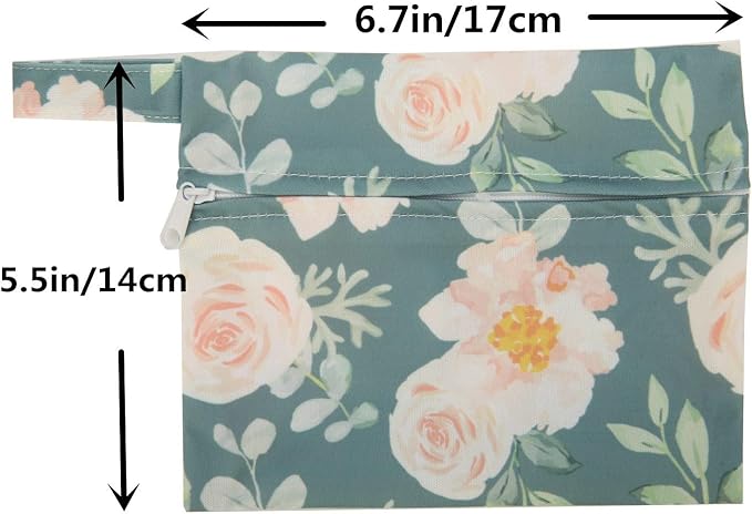 5 Cloth Menstrual Pads 1 Wet Bag XS Panty Liners Reusable Washable (Retro Floral, XS Panty Liners)