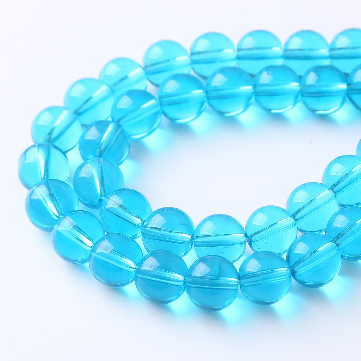 45pcs 8mm Topaz Blue Crystal Glass Beads Round Loose Spacer Beads for Jewelry Making DIY Bracelet Necklace Healing Power Stone