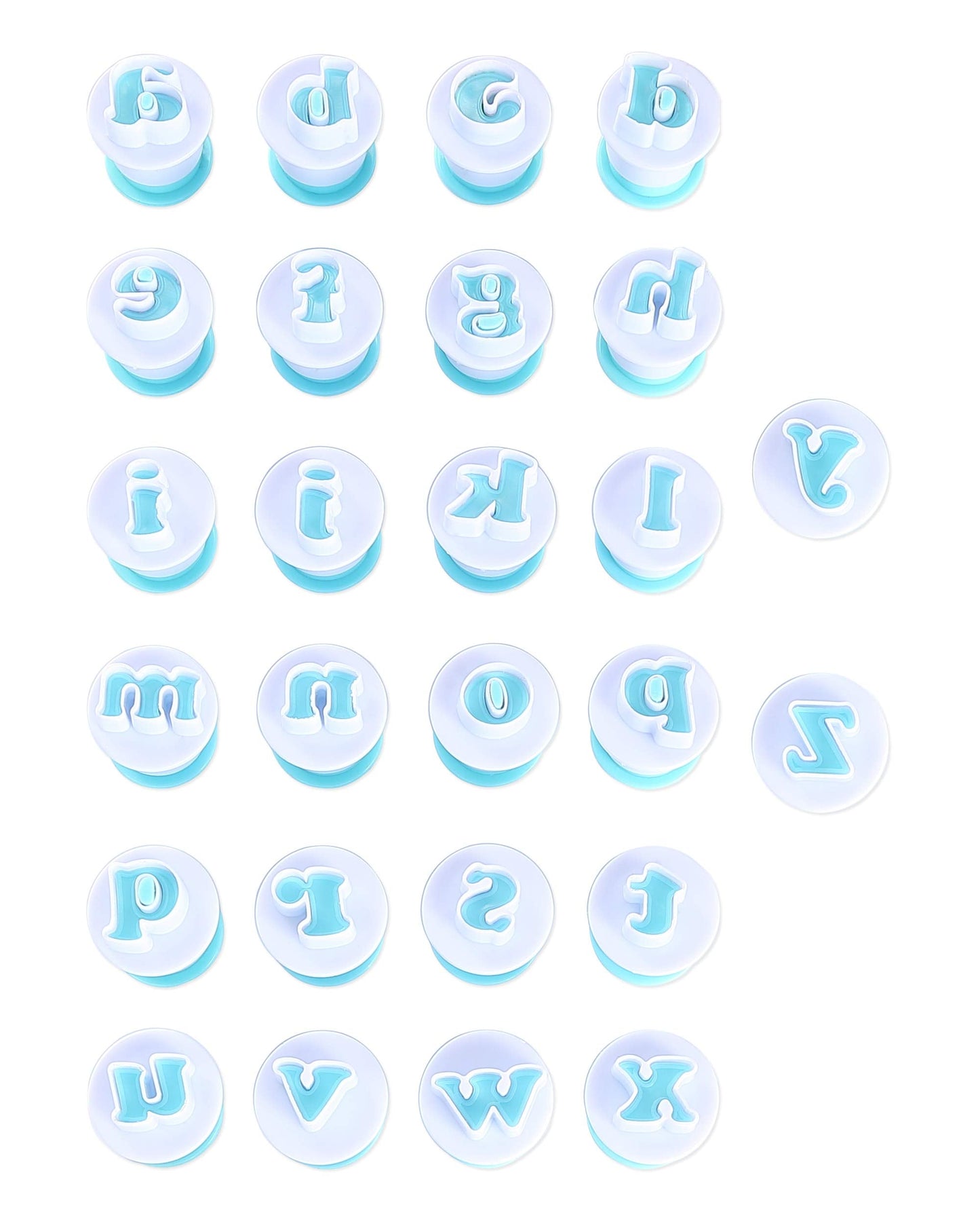 Nuoda Alphabet Letters Molds, 26pcs Plunger Cutters, Fondant Cake Biscuit Mold,Cake Decorating Tools, Cookie Stamp Impress,Embosser Cutter, DIY Sugar Craft Cookies Plunger-Plastic (Lowercase Letters)