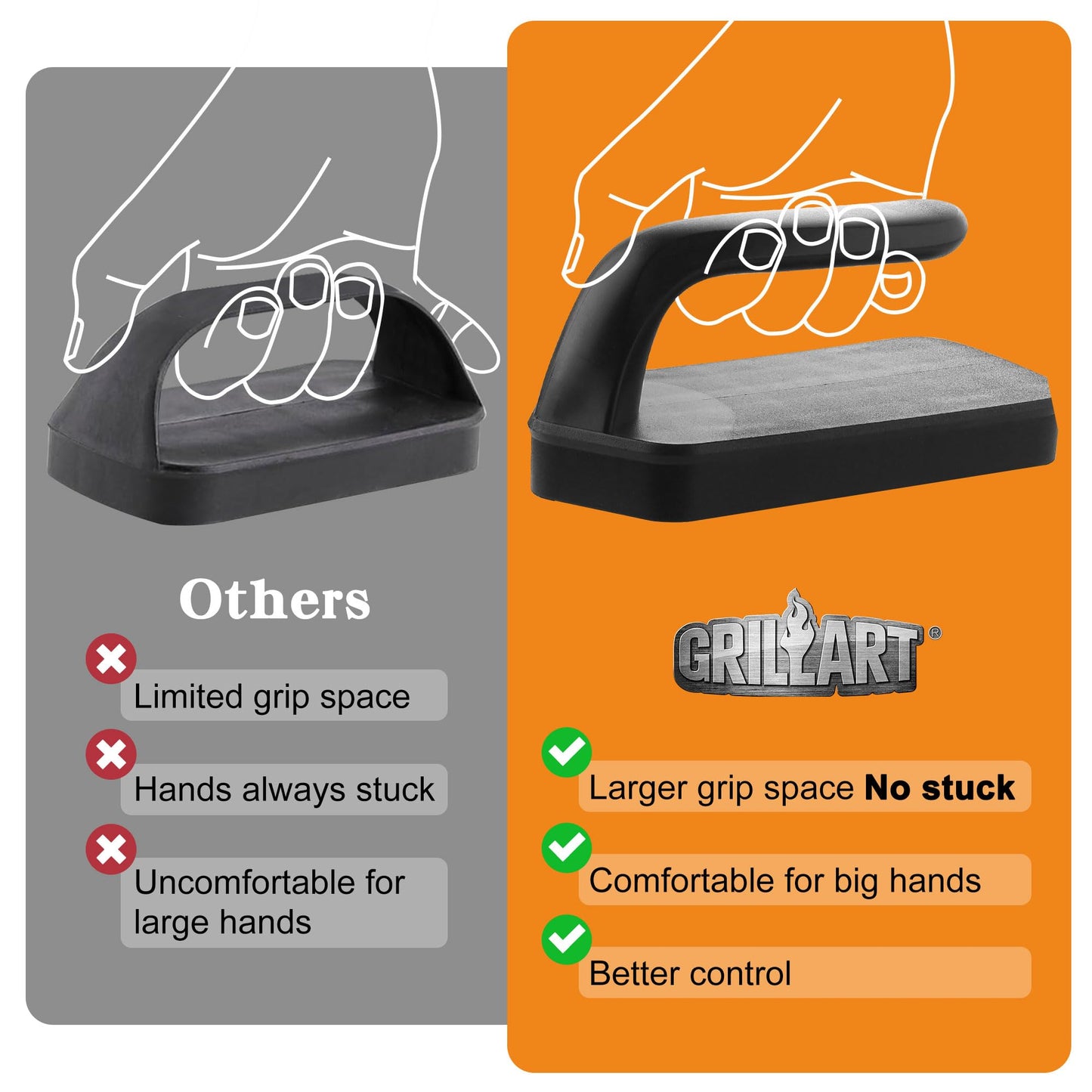 GRILLART Griddle Cleaning Kit for Blackstone, Flat Top Grill Cleaning Kit with Grill Stone, Griddle Scraper, Scouring Pad and Handles, Multifunctional Griddle Accessories for Rusty Grills, Orange