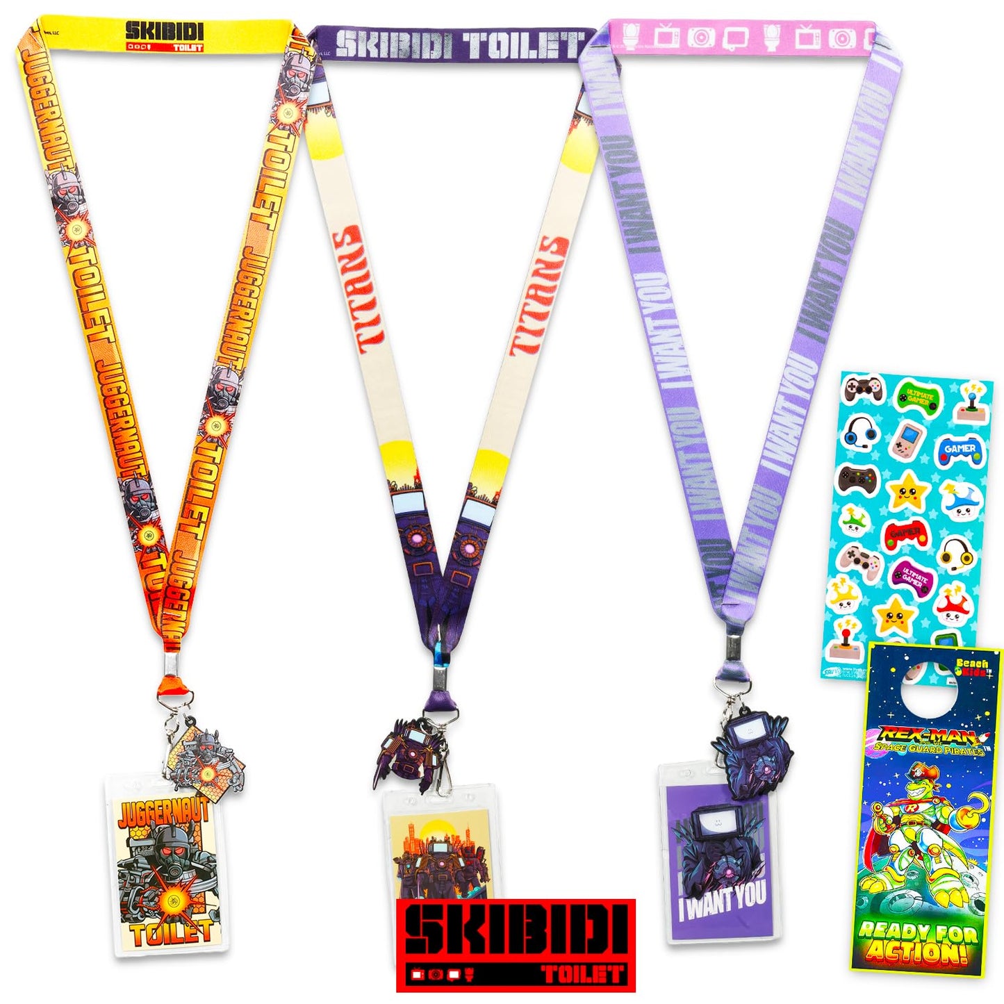 Skibidi Toilet Lanyard Blind Bag 3 Pack – Gift Bundle with 3 Mystery Lanyards with Charms, Card Holders and More | Skibidi Toilet ID Holder Set
