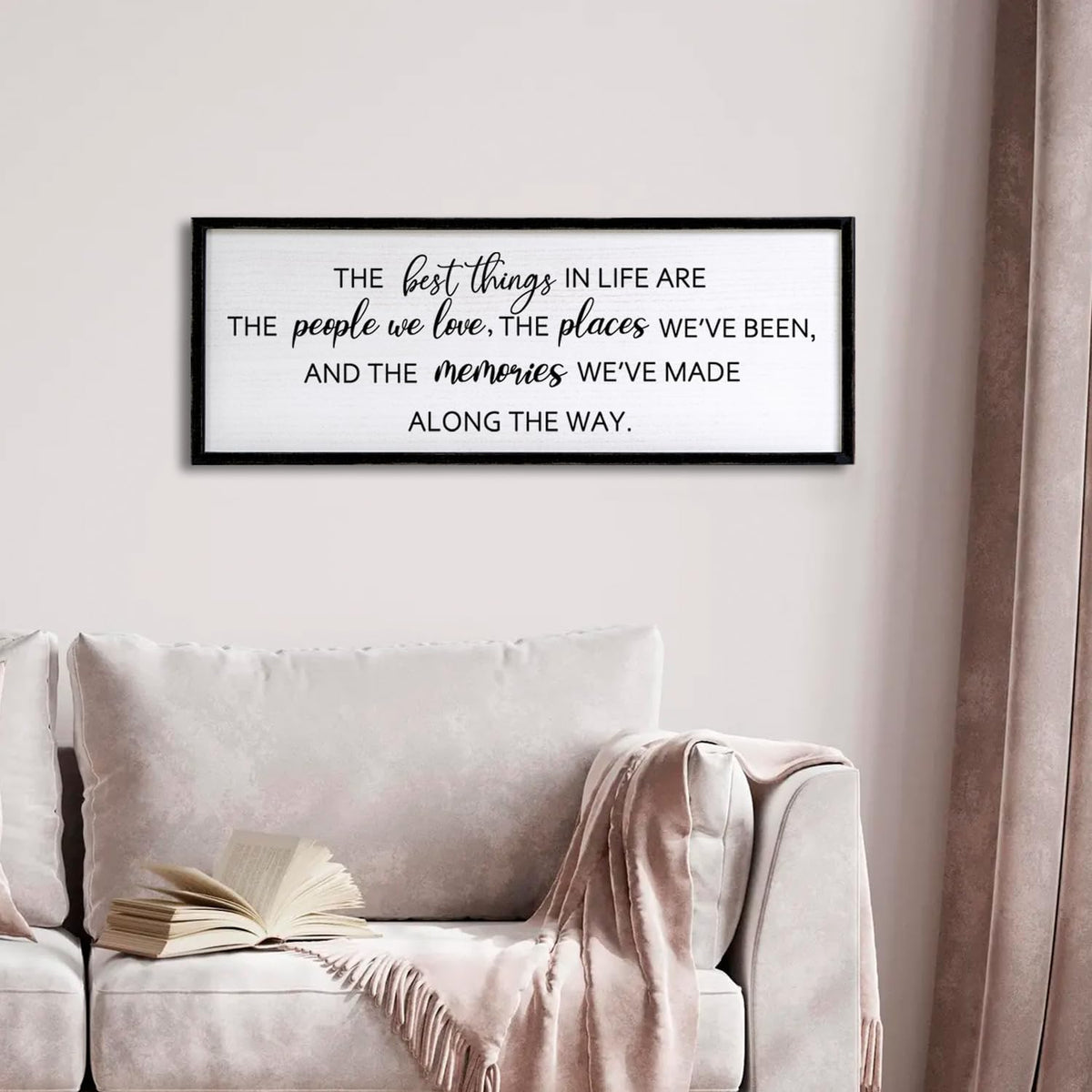 The Best Things in Life Framed Wall Art, 32''×12'' Rustic The Best Things in Life Sign for God Jesus Christ Prayer, Horizontal Holy Inspirational Family Home Decor
