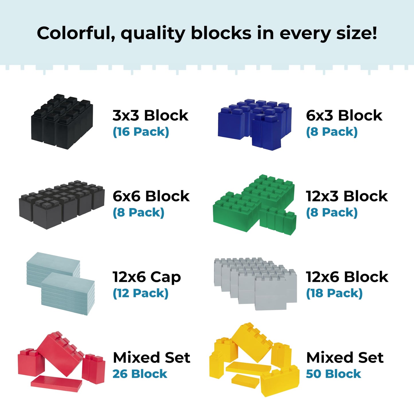 EverBlock 12' x 6' Full Size Plastic Modular Bulk Pack | Giant Building Blocks | Easy to Connect & Reuse | Indoor & Outdoor Use | Build Displays & Structures | Dark Gray