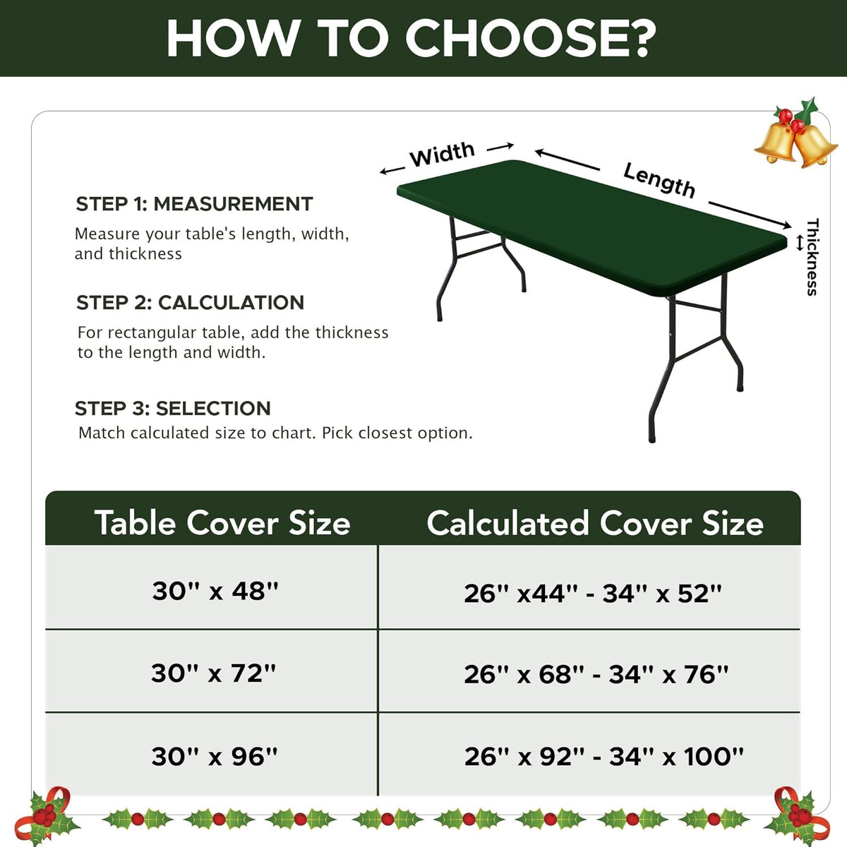 Fitted Tablecloth for 8 Foot Rectangle Tables-6 Pack Hunter Green Elastic Outdoor Picnic Table Cover-Spandex Stretch Folding Table Cloths 8ft for Camping Dining Patio Kitchen Banquet Party