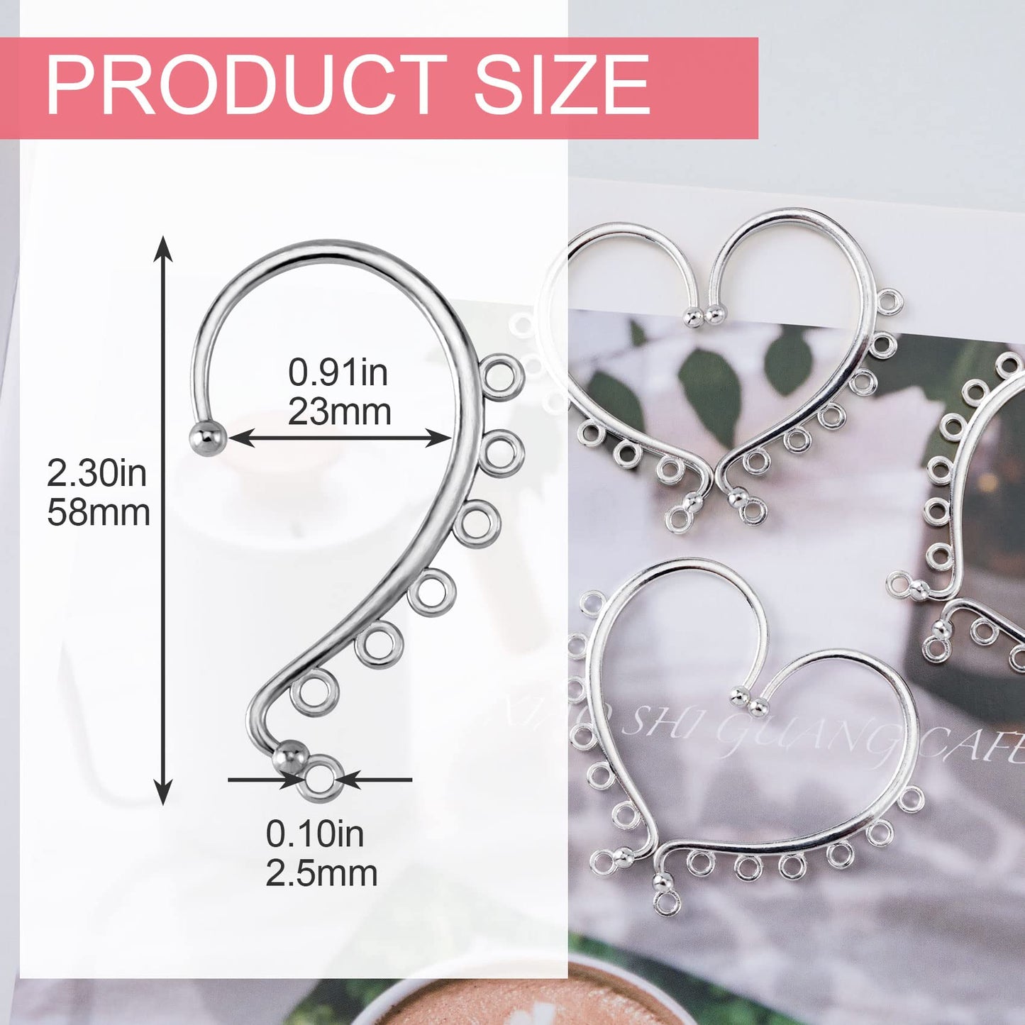 OIIKI 30PCS DIY Ear Cuffs, Non Piercing Wraps, Clip on Cuff, 7 Holes for Jewelry Making Decorative Accessories for Women - Silver