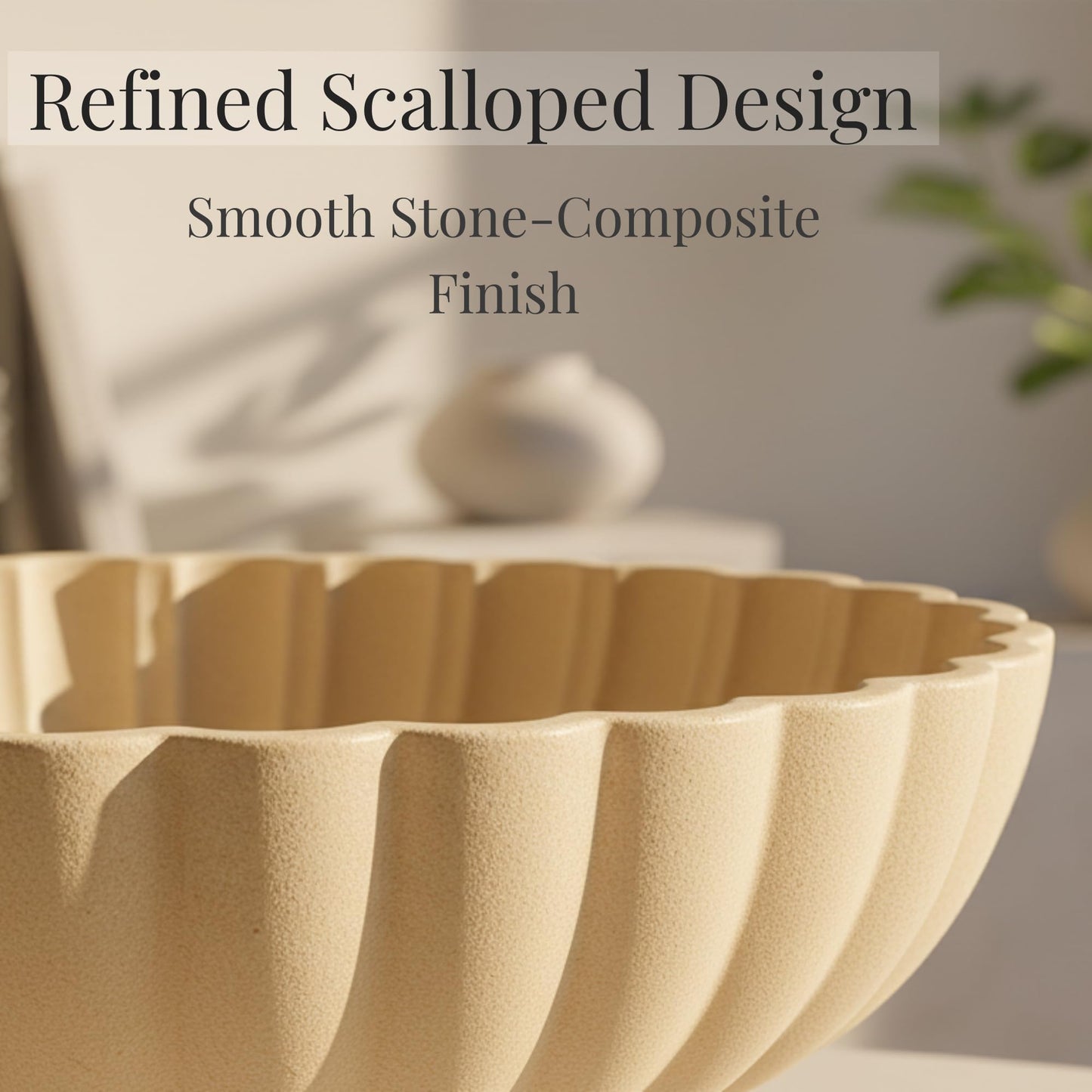 Sand Beige | Fruit Bowl | Large Decorative Concrete Bowl Design for Modern Home Decor | 12 Inch Key Bowl and Entryway Organizer | Fruit Basket for Kitchen Counter | Frutero Moderno para Cocina