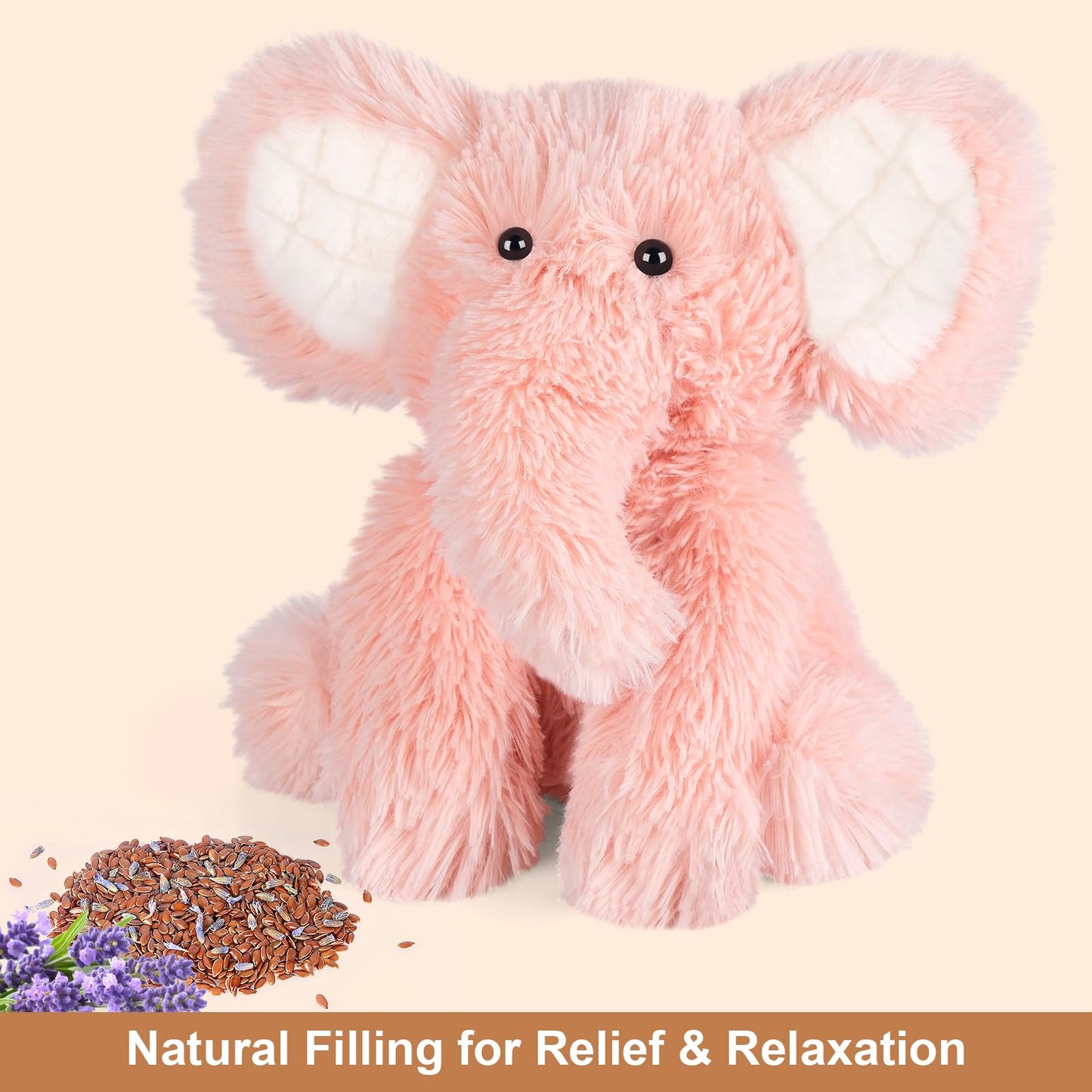 SuzziPals Heatable & Coolable Elephant Stuffed Animals, Microwavable Heating Pads, Stress & Discomfort Relief, Elephants Plushies for Companion, Lavender Scented Plush Toy, Elephant Gifts