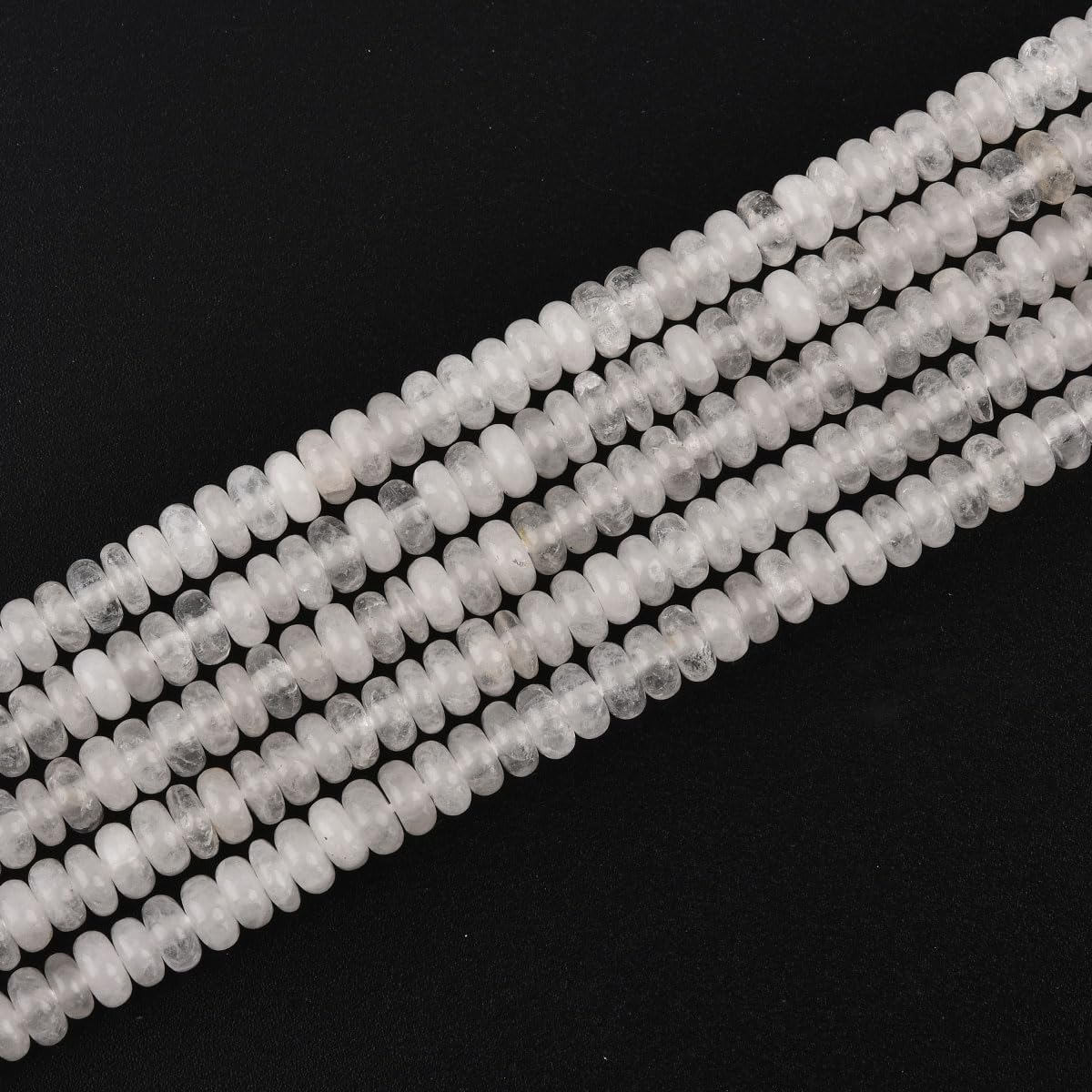 170pcs 4x2mm Natural White Crystal Stone Disk Rondelle Spacer Semi Precious Gemstone Loose Beads for Jewelry Making 15 Inch
