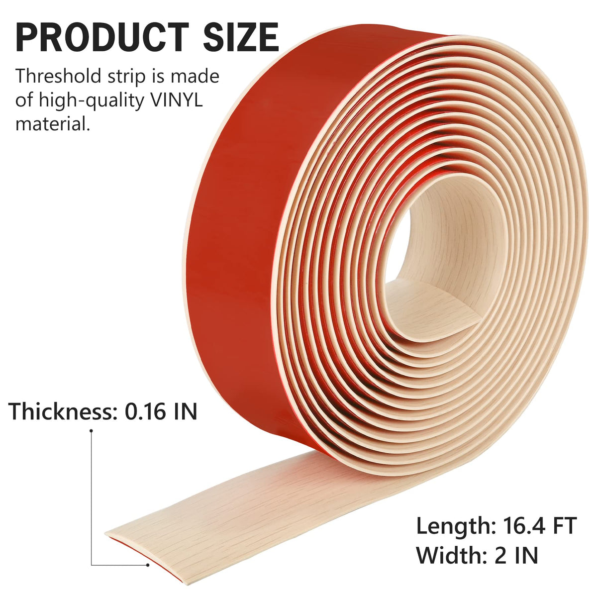 16.4Ft Floor Transition Strip Self Adhesive Vinyl Cover Floor Strip Flat Divider Transition Strip Wood Grain Design for Laminate Floor Gaps and Doorway Transitions (16.4 Foot)