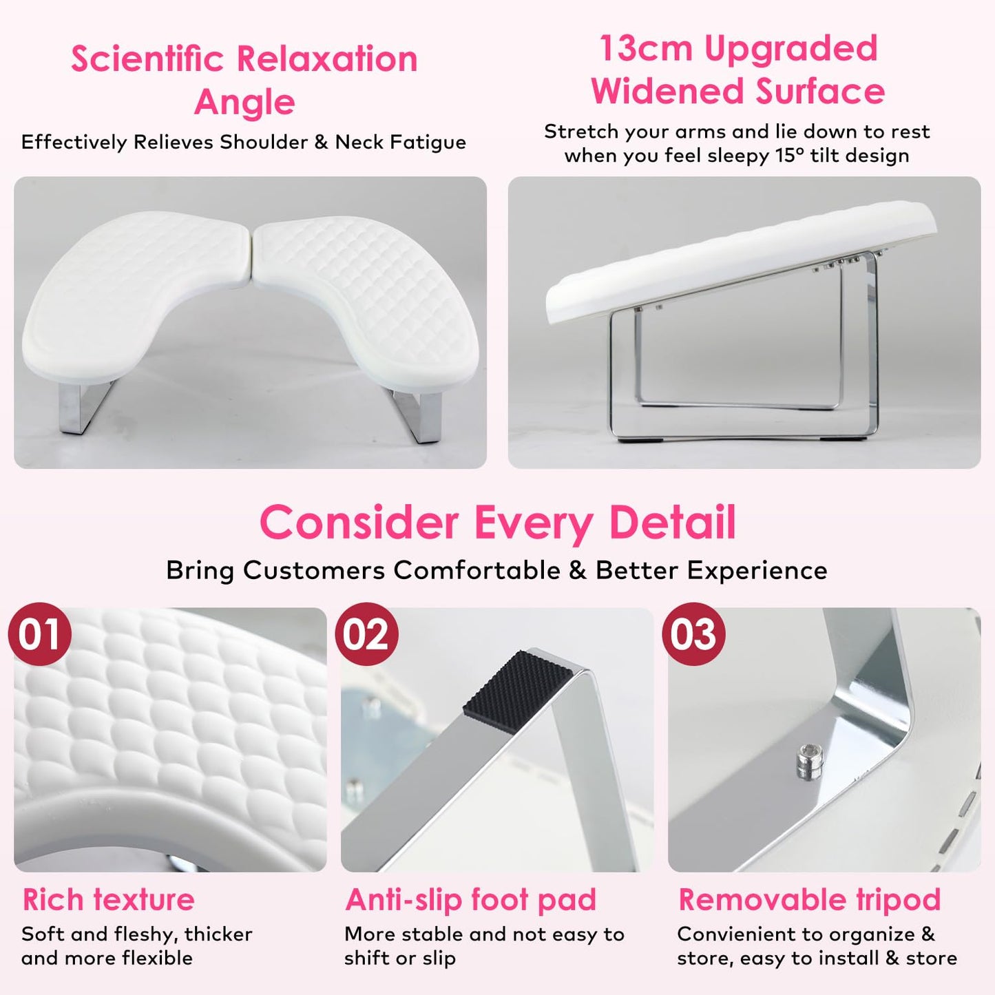 Nail Arm Rest for Nails Tech, BORNBYME Update PU Leather Fish Pattern U-shaped Hand Nail Stand Rest for Manicure, White