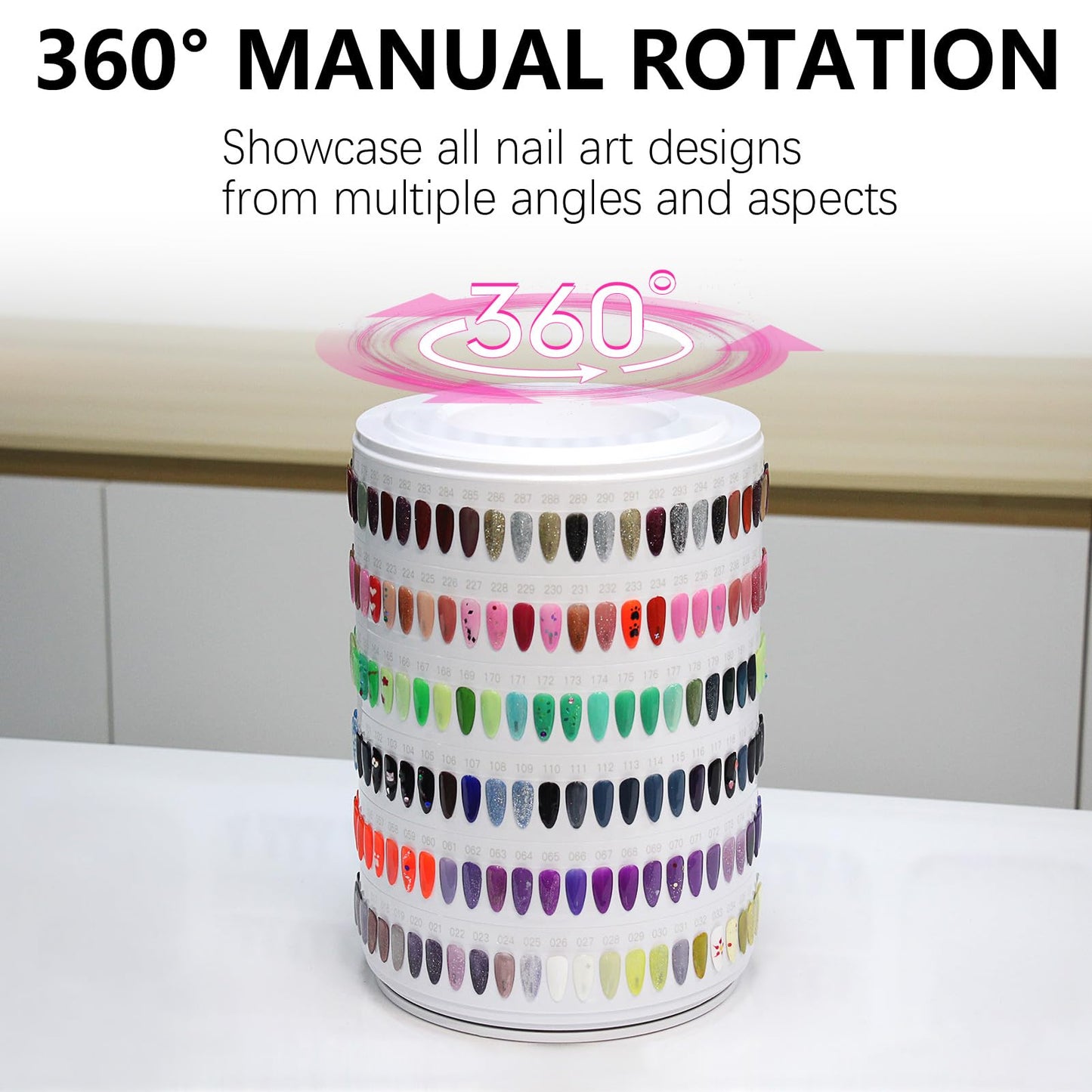 Upgraded Nail Polish Display Book 300 Colors, Professional Nail Color Sample Display Show with Transparent Nails Tips and Nails Polish Number Stickers