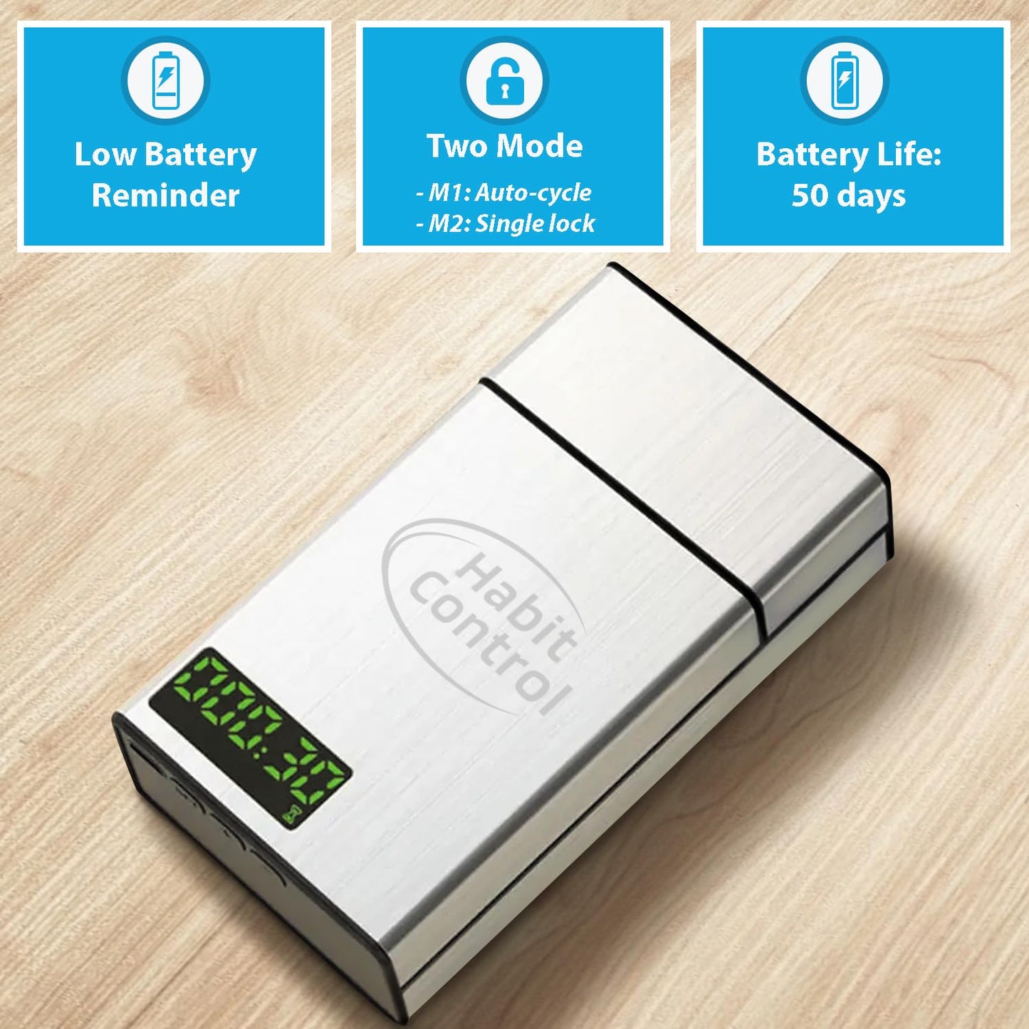 Habit Control Timed Lock Box Small - Portable Lockbox with Timer Lock, Time Release Locking Container Mini for Kitchen Cabinet's Key, Single Compartment Medication Storage, 4.37 x 2.44 x 1.1 in