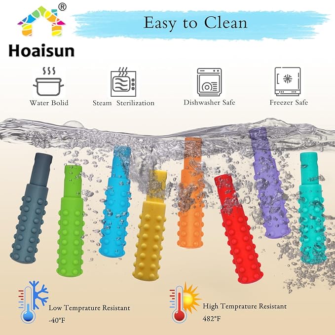 Sensory Chew Necklaces for Boys and Girls, 8 Pack Chew Necklace for Sensory Kids with Autism, ADHD, SPD, Biting, Silicone Oral Sensory Toys for Autism Adults Reduce Chewing Anxiety Fidget