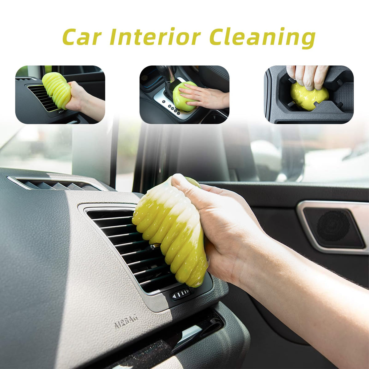 Car Cleaning Gel Putty Reusable Keyboard Cleaner Slime 5 Pack Yellow (5 Count)