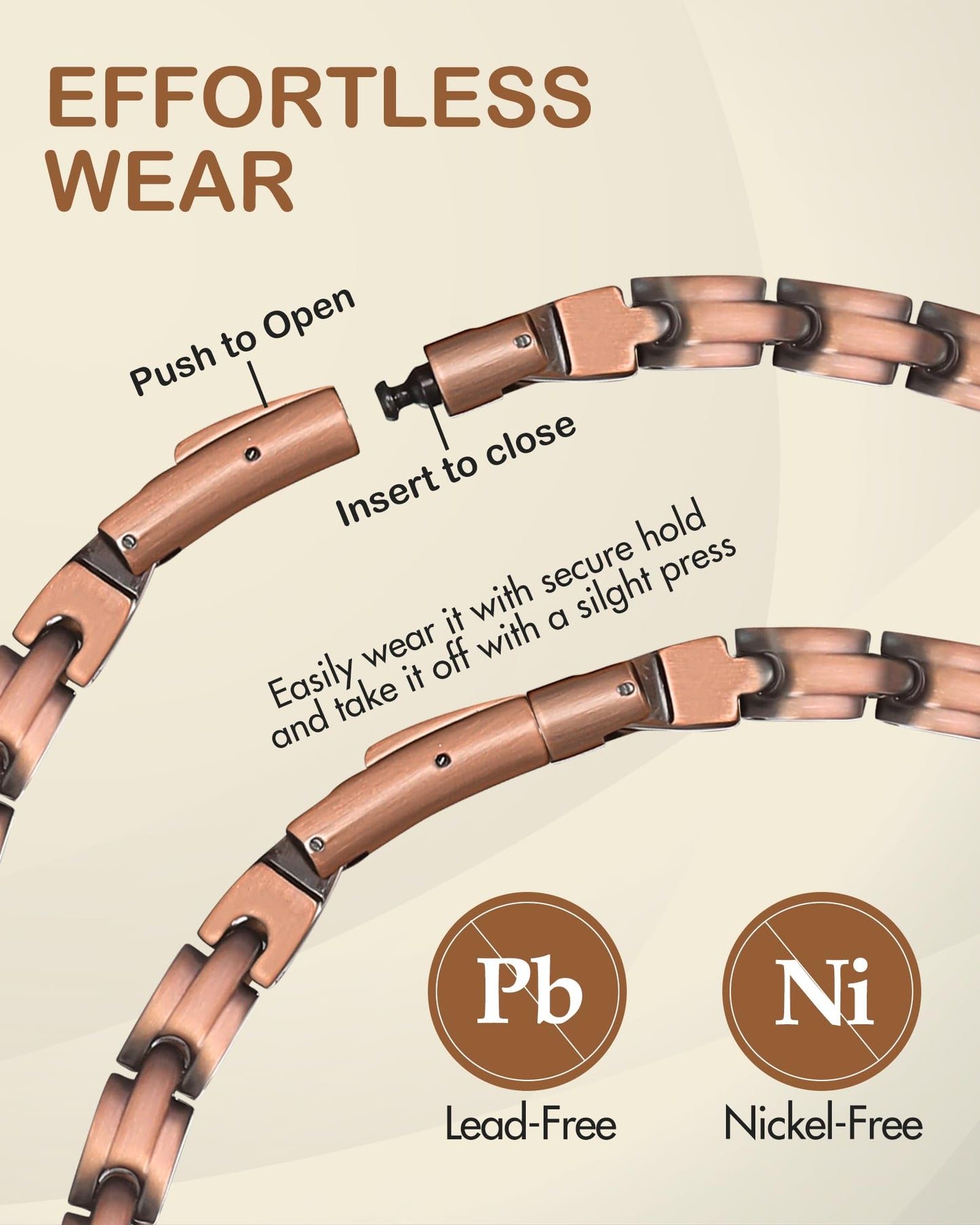 Feraco Copper Necklace for Men Women, 99.99% Pure Copper Magnetic Chains with 3500 Gauss Ultra Strength Neodymium Magnets, Adjustable Jewelry Gift with Sizing Tool (Smooth Wave)