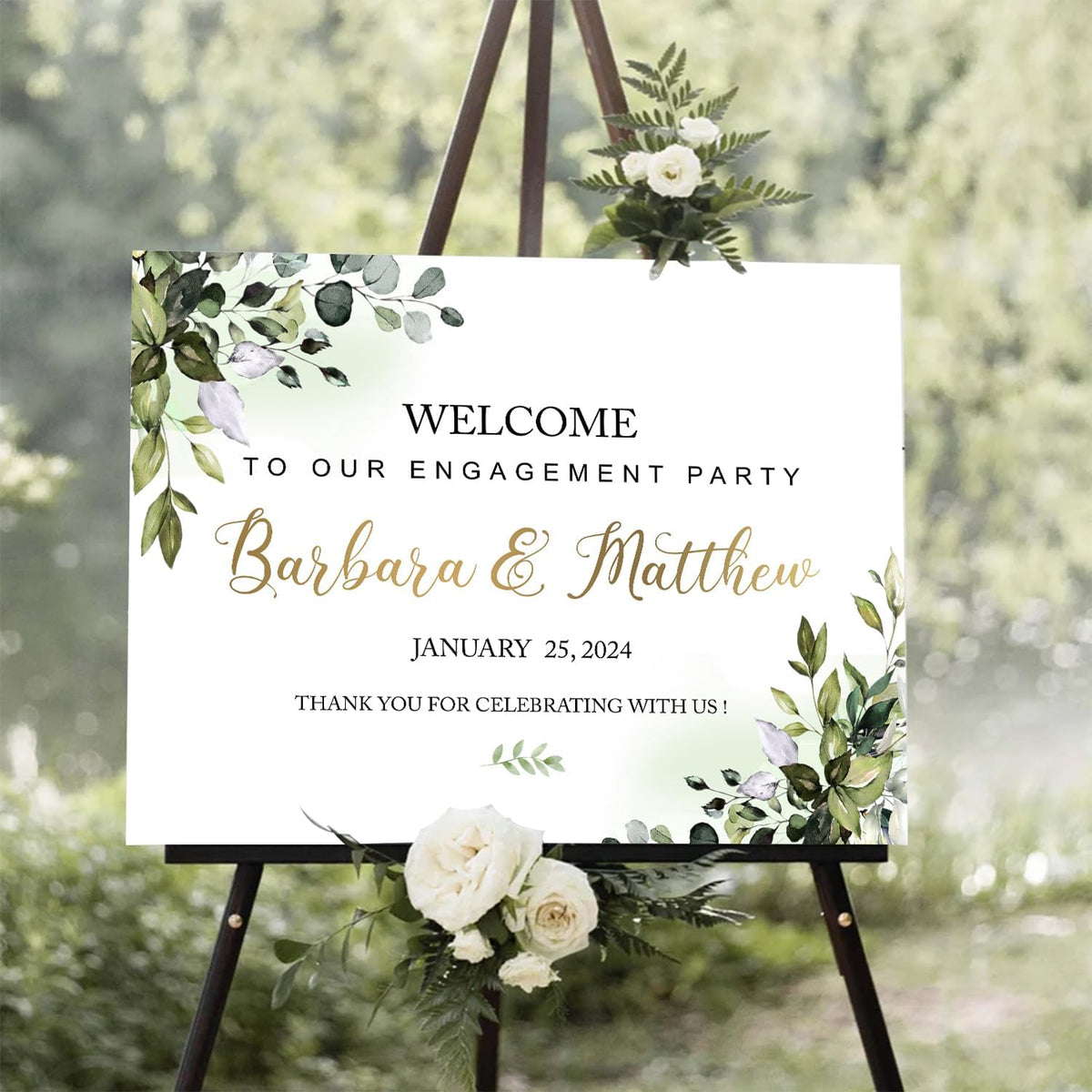 Greenery Engagement Party Welcome Sign - We Are Engaged Decorations, Wedding Welcome To Our Party