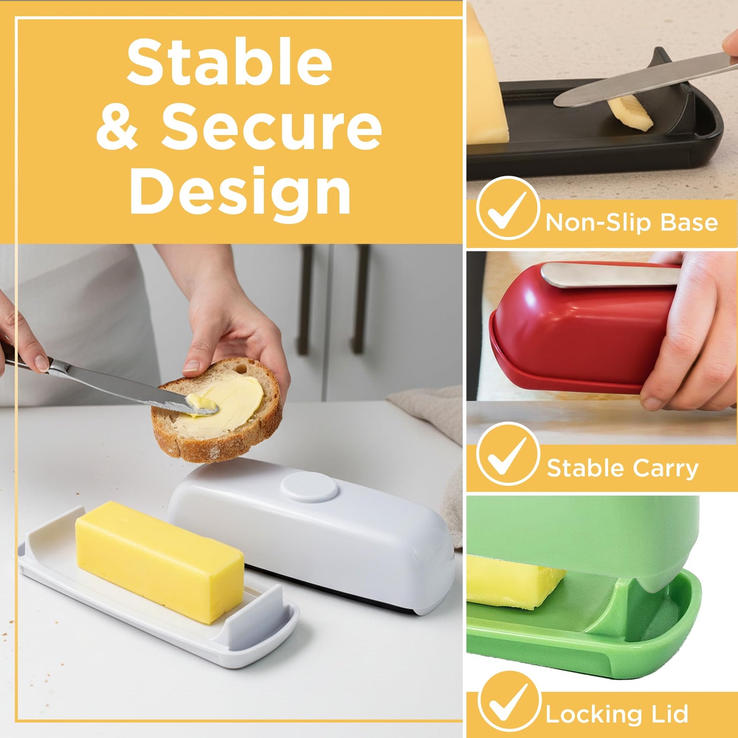 Butter Hub Plastic Butter Dish with Lid and Knife - Mothers Day Gift, Covered Dish Keeper with Magnetic Knife Holder, Easy Scoop, No Mess Lid Container, Dishwasher Safe, BPA-Free - Aqua, US Regular