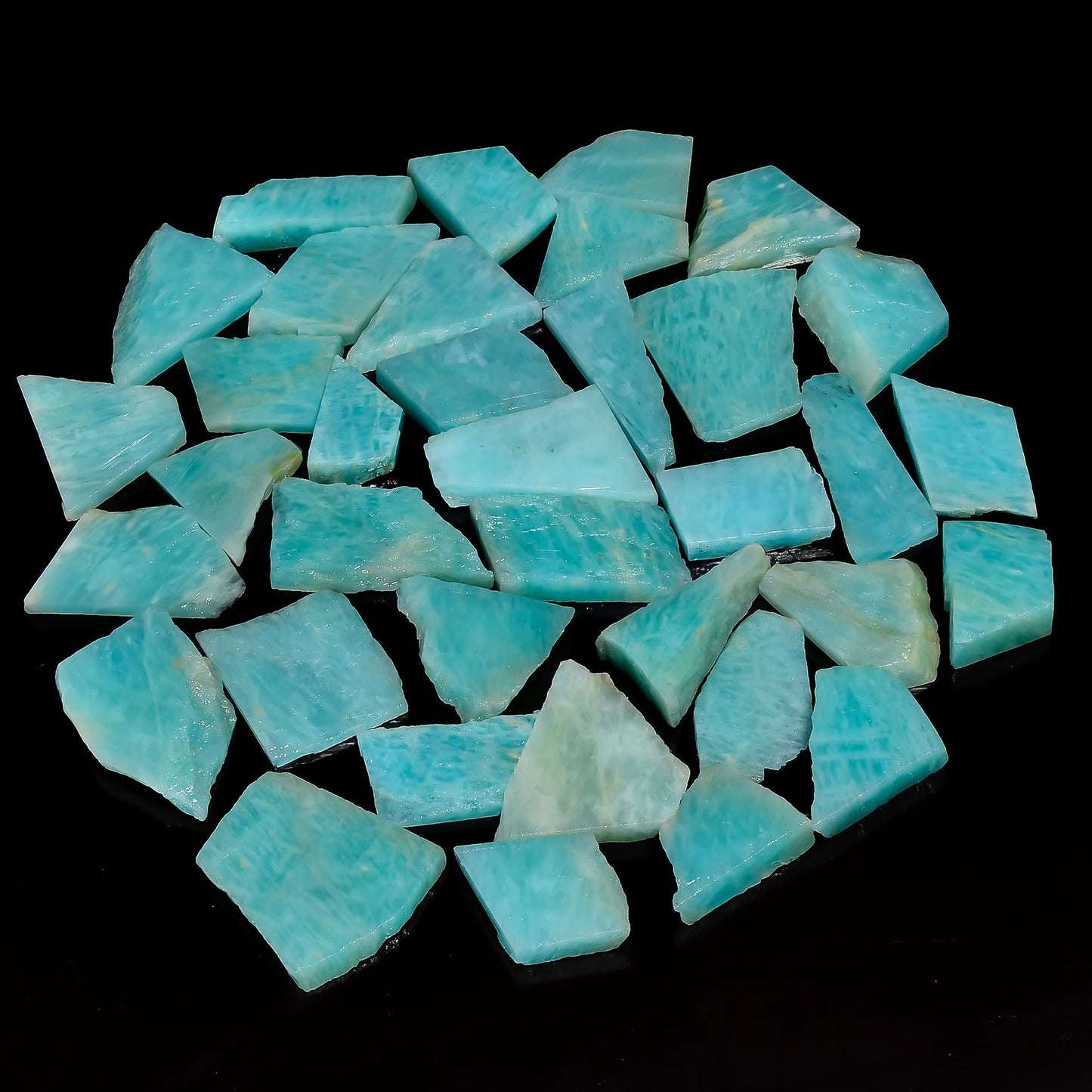 Natural Amazonite Raw Slice Gemstone- Healing Crystals for DIY Jewelry Making -Loose Natural Cabochon -Perfect for Crafting Unique Jewelry Designs (5 Pcs)