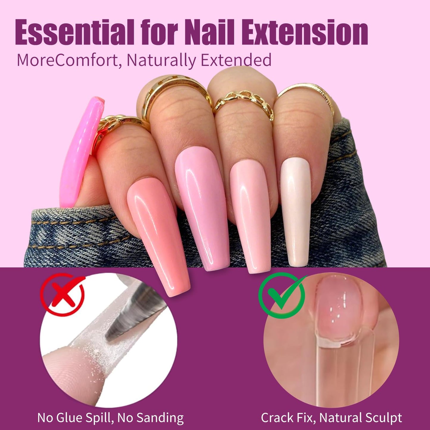 Vnjaoi 280 Pcs Original Sandwich Nails Dual Form with Guide Lines Long Ballerina Nail Mold for Builder Gel Nail Extensions Art Design Salon DIY at Home