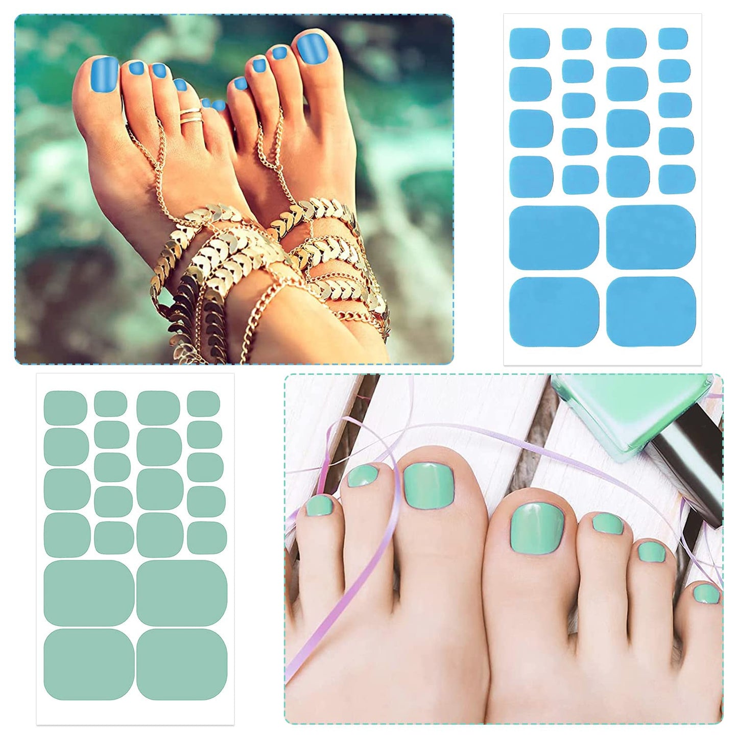 YECIRALA 20 Sheets 440 Pcs Toenail Stickers for Women, Toe Nail Wraps for Toes Nail Polish Strips Stick On Nails Polish Stickers for Toenails Gel Nail Strips Color Strips
