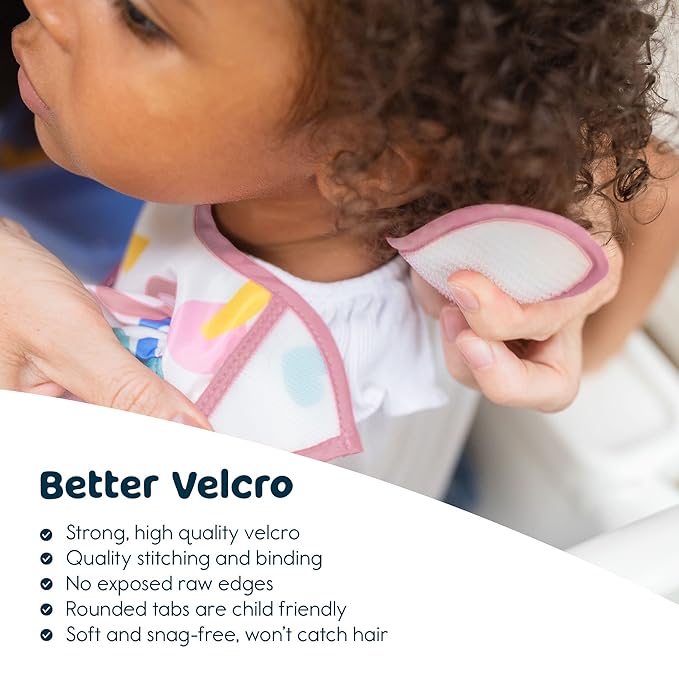 Tiny Twinkle Mess-Proof Baby Bibs for Eating | Waterproof, Wipeable Toddler Bibs with Catch-All Pocket | Feeding Bibs for Girls & Boys(3 Pack,Flutter Set)